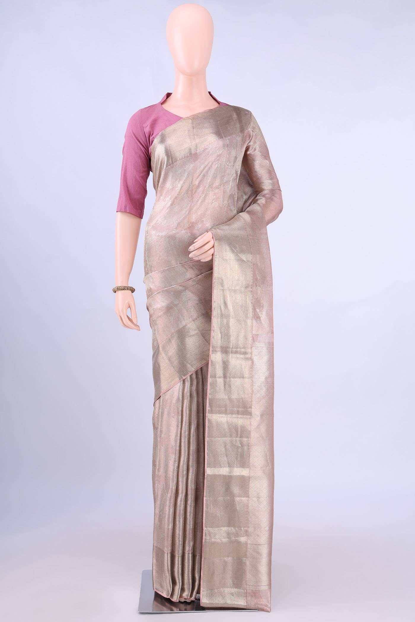 Golden Peach Kanchipuram Saree