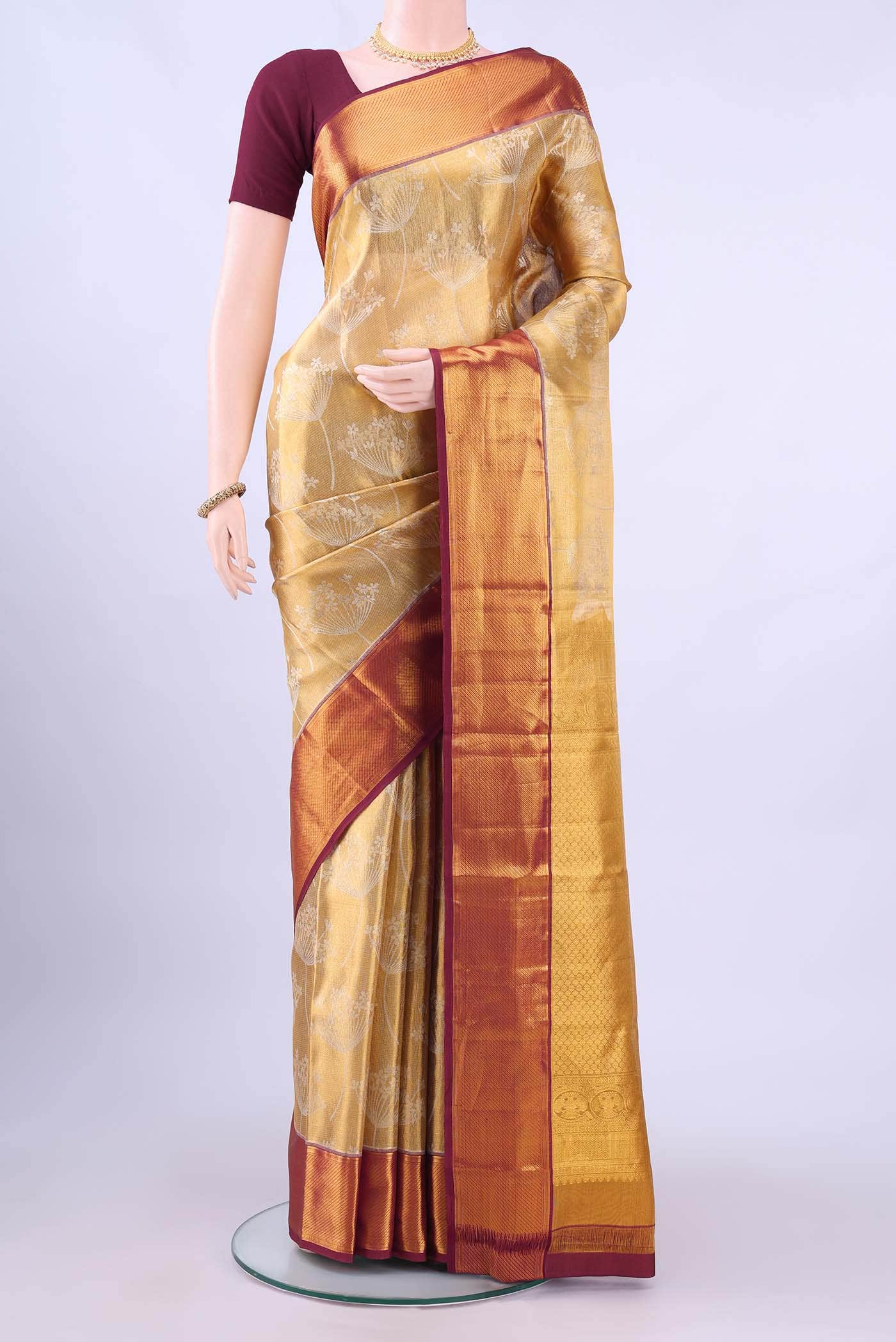 Golden Kanchipuram Saree