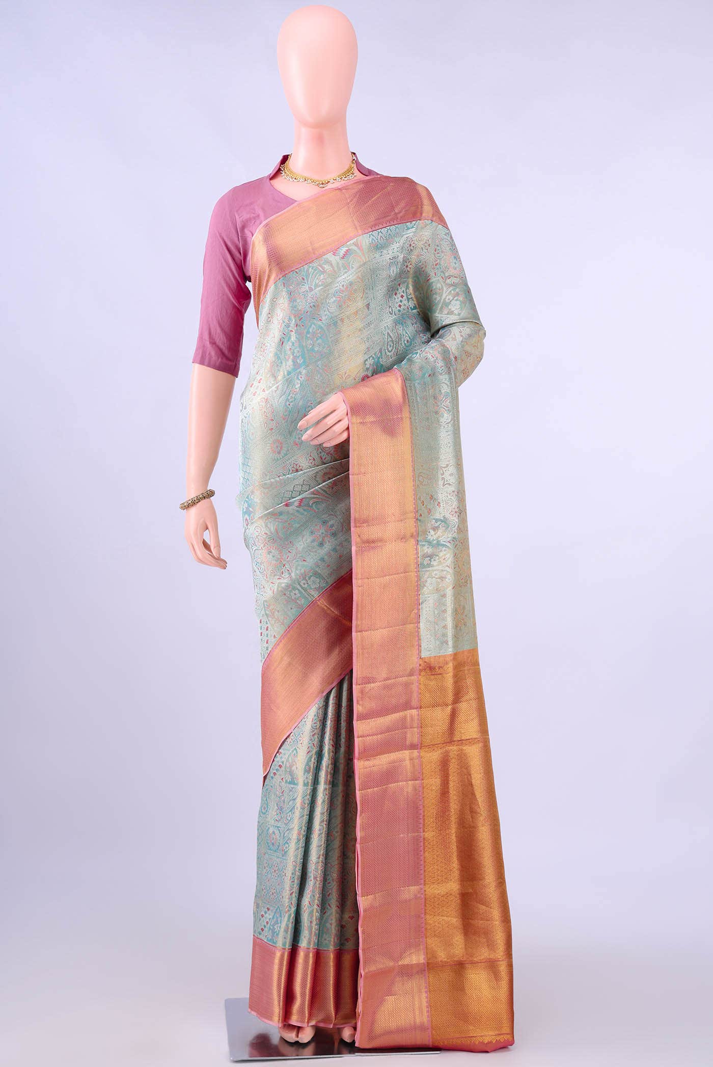 Mint Green Kanchipuram Silk Saree