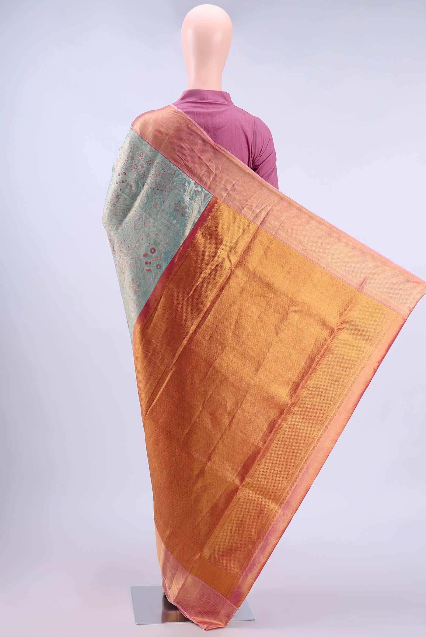 Mint Green Kanchipuram Silk Saree