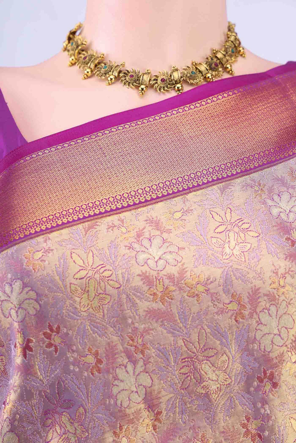 Rose Gold Kanchipuram Saree