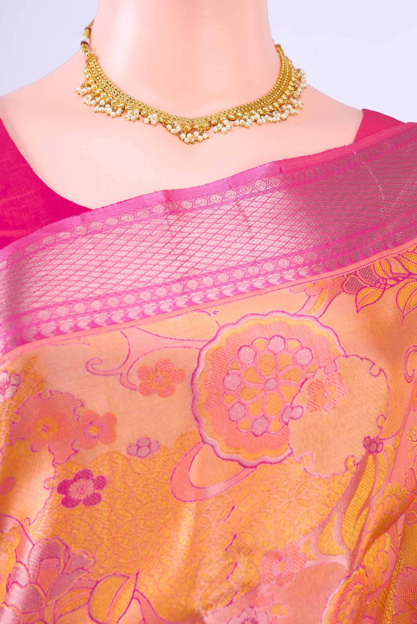 Peach Kanchipuram Silk Saree