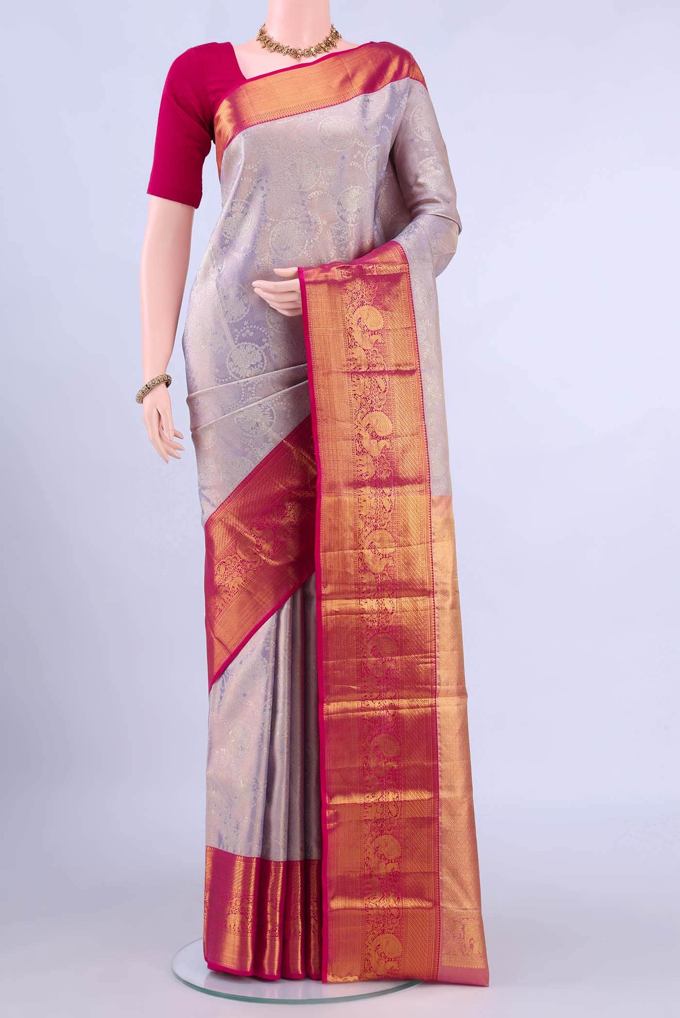 Lilac Kanchipuram Silk Saree