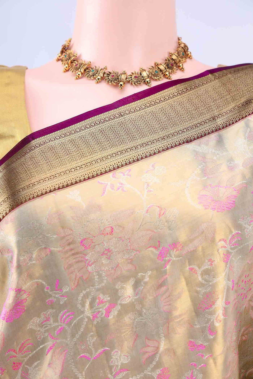 Golden Kanchipuram Saree