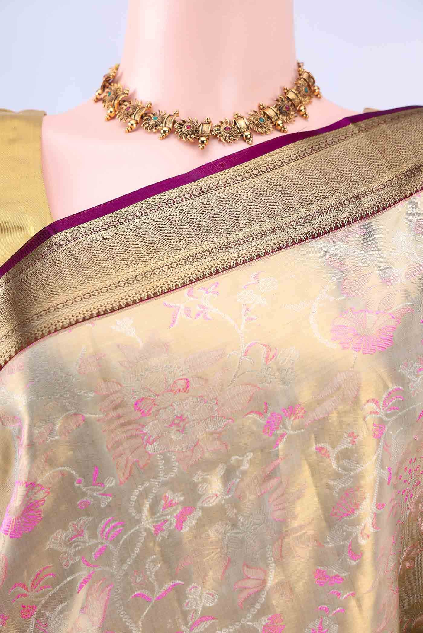 Golden Kanchipuram Saree