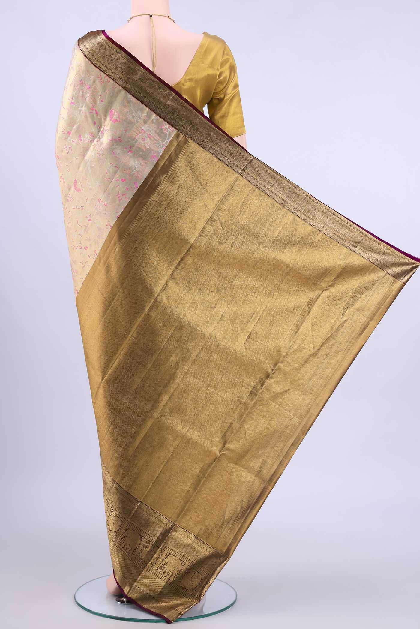 Golden Kanchipuram Saree