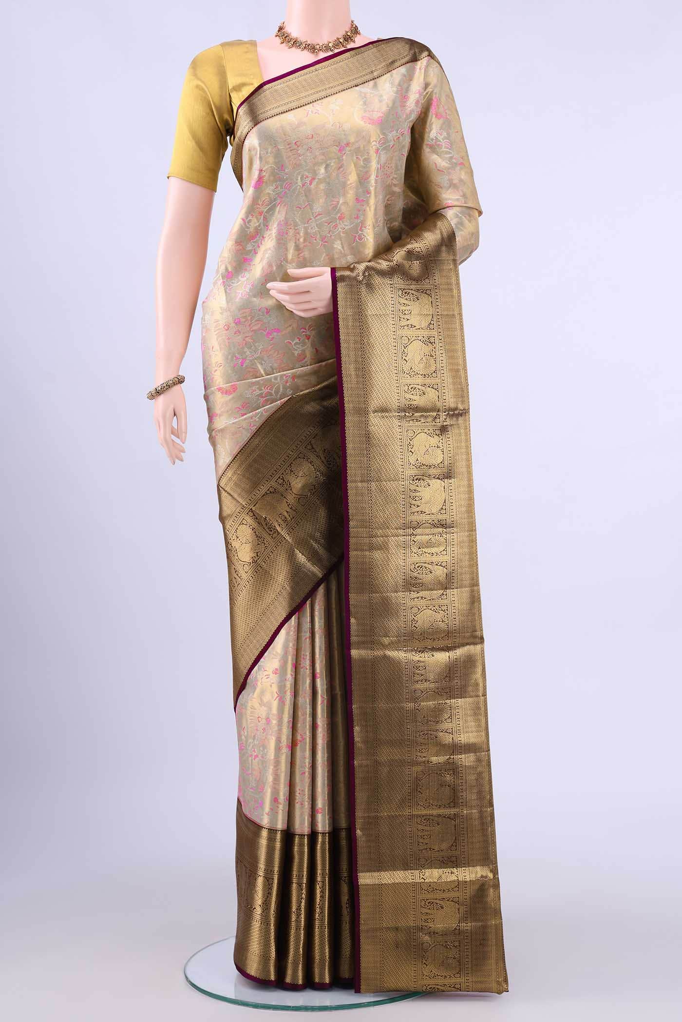 Golden Kanchipuram Saree