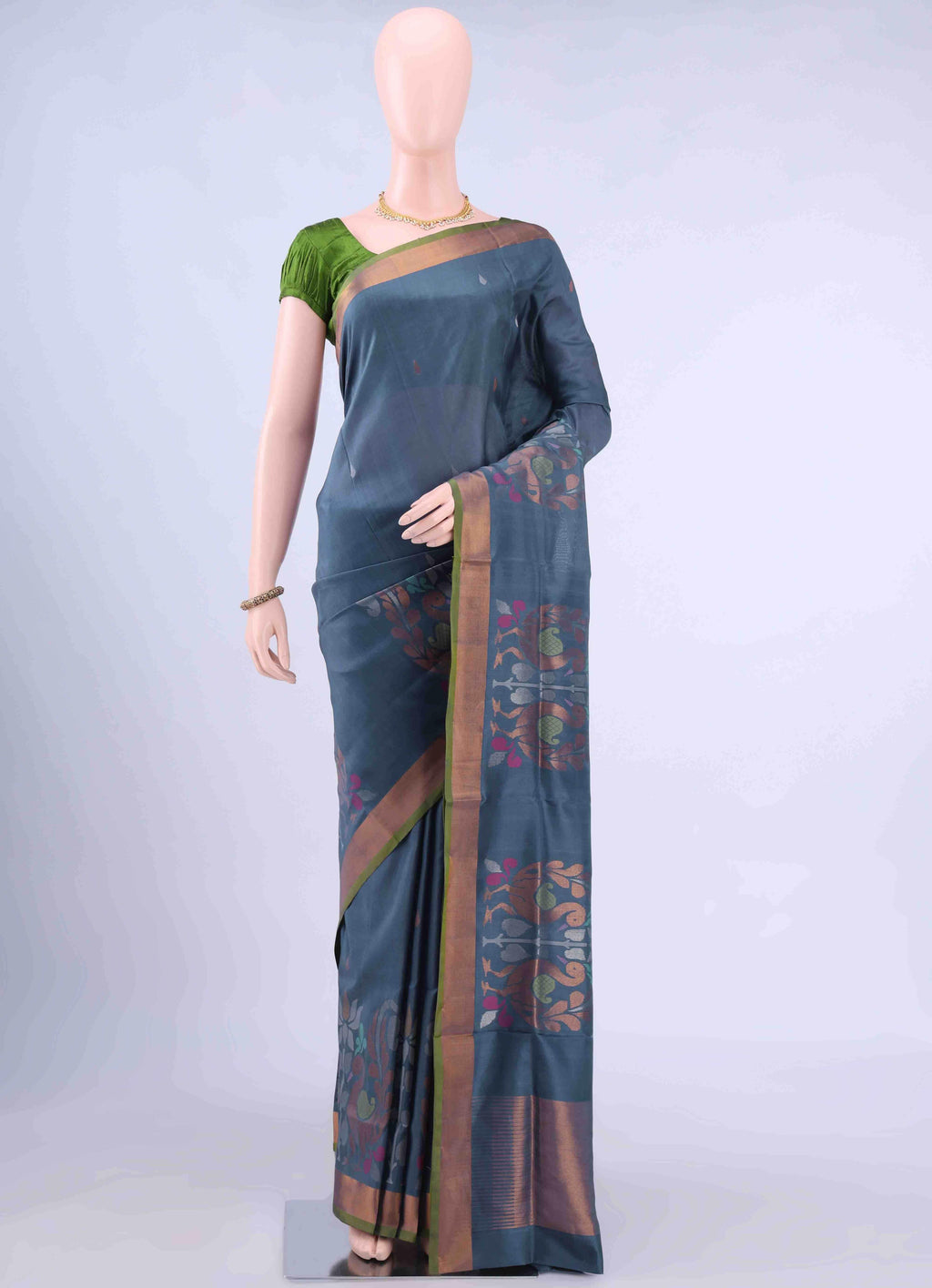 Blue Grey Uppada Silk Saree