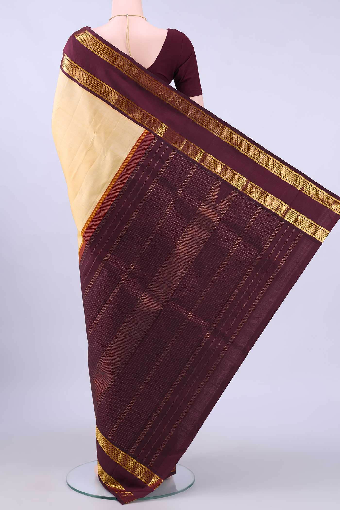 Cream Dual Tone Kanchipuram Silk Saree
