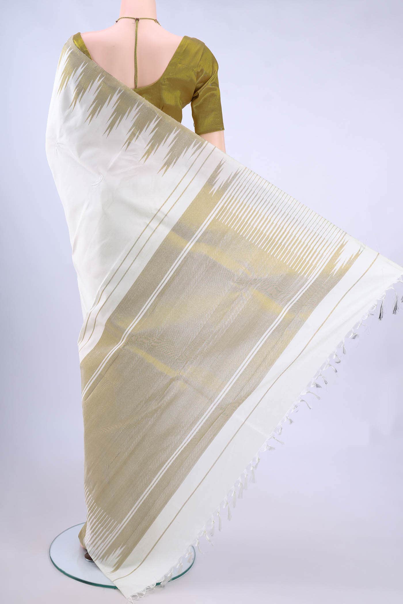 Pure Silk Pure Zari White Kanchipuram Saree