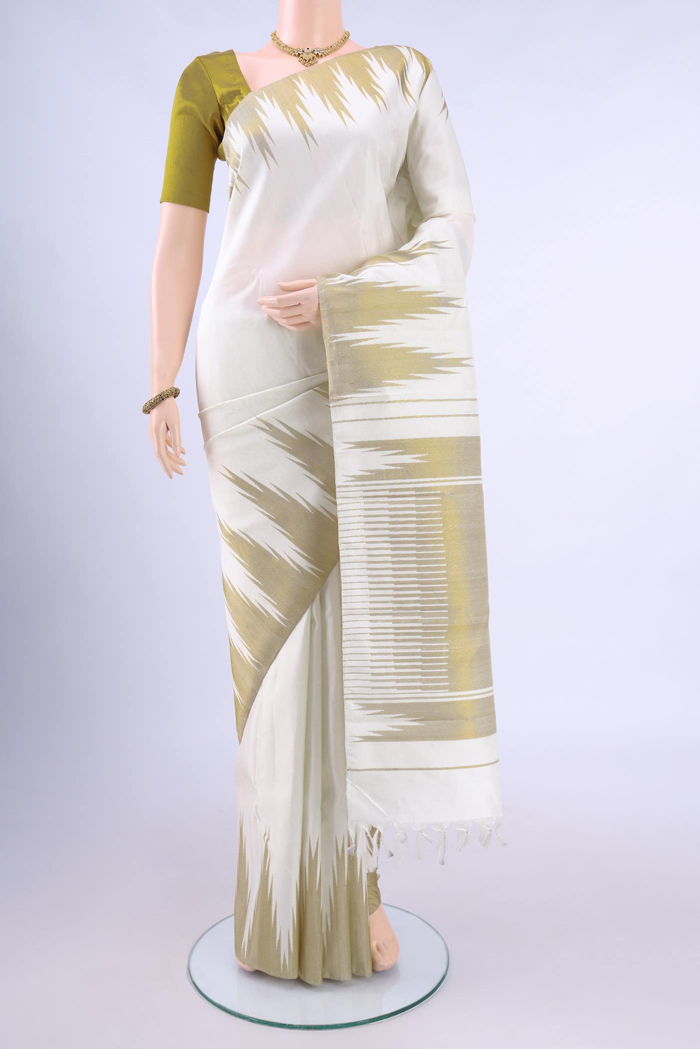 Pure Silk Pure Zari White Kanchipuram Saree
