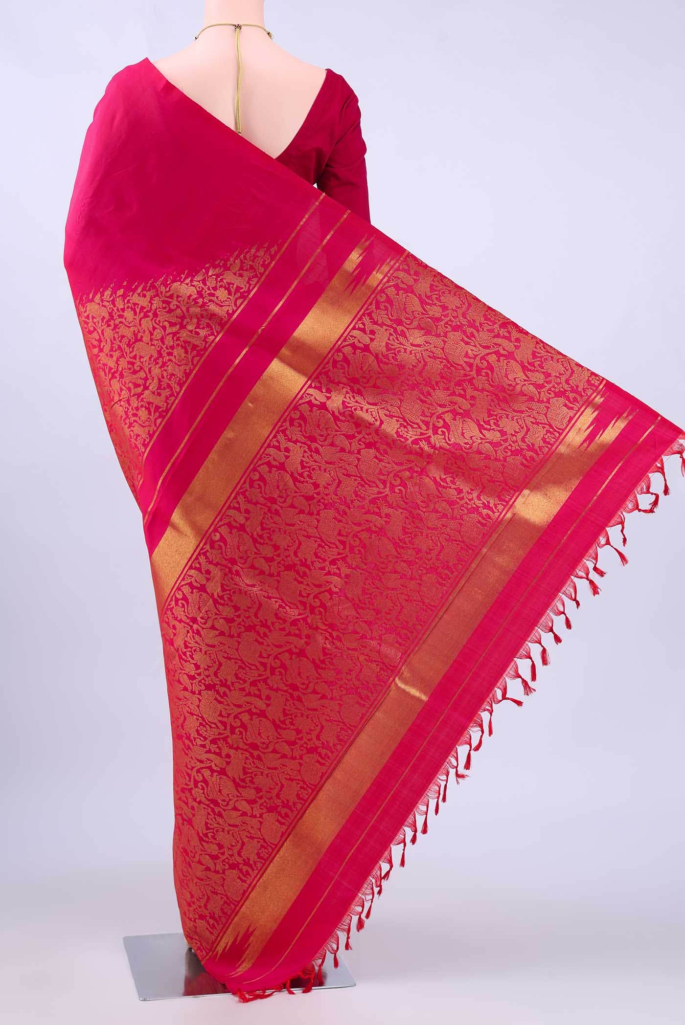 Pure Silk Pure Zari Pink Kanchipuram Saree