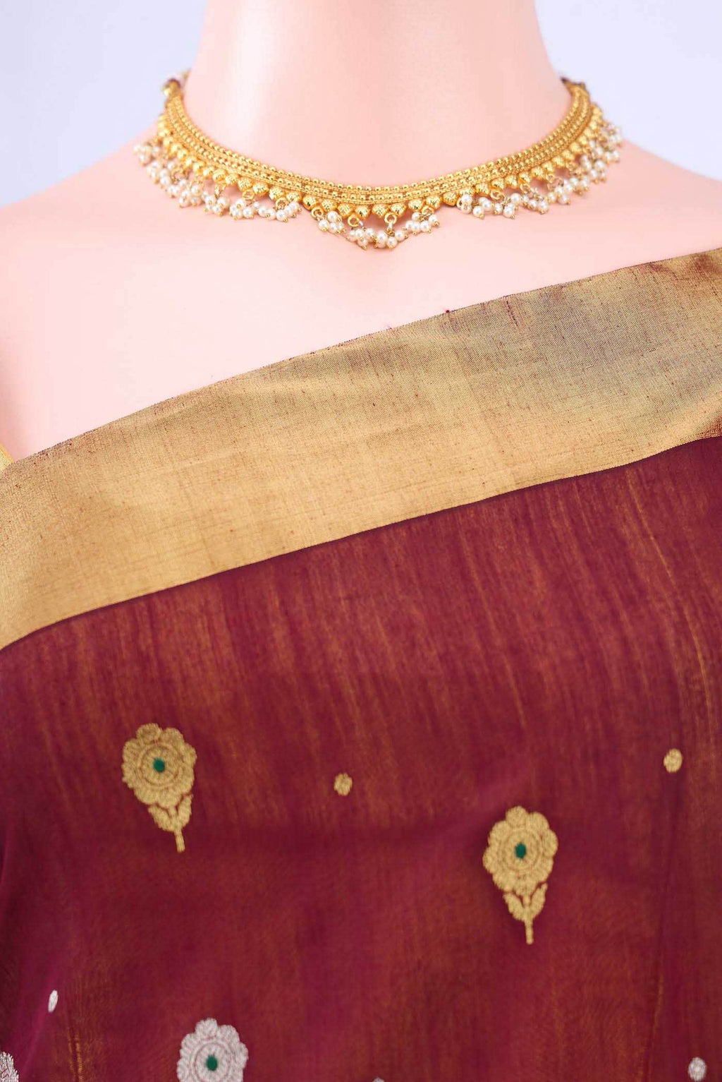 Maroon Chanderi Silk Saree