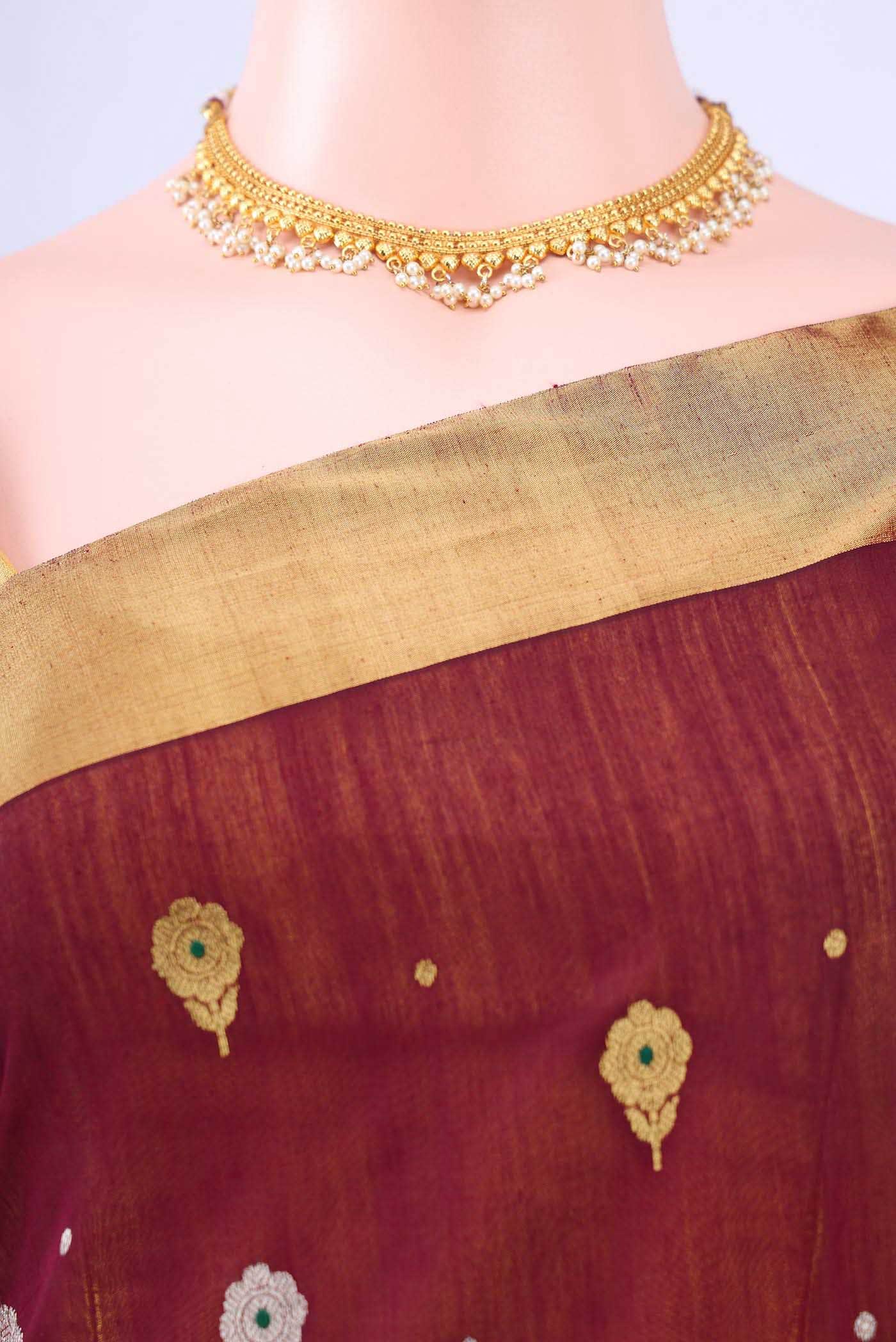 Maroon Chanderi Silk Saree