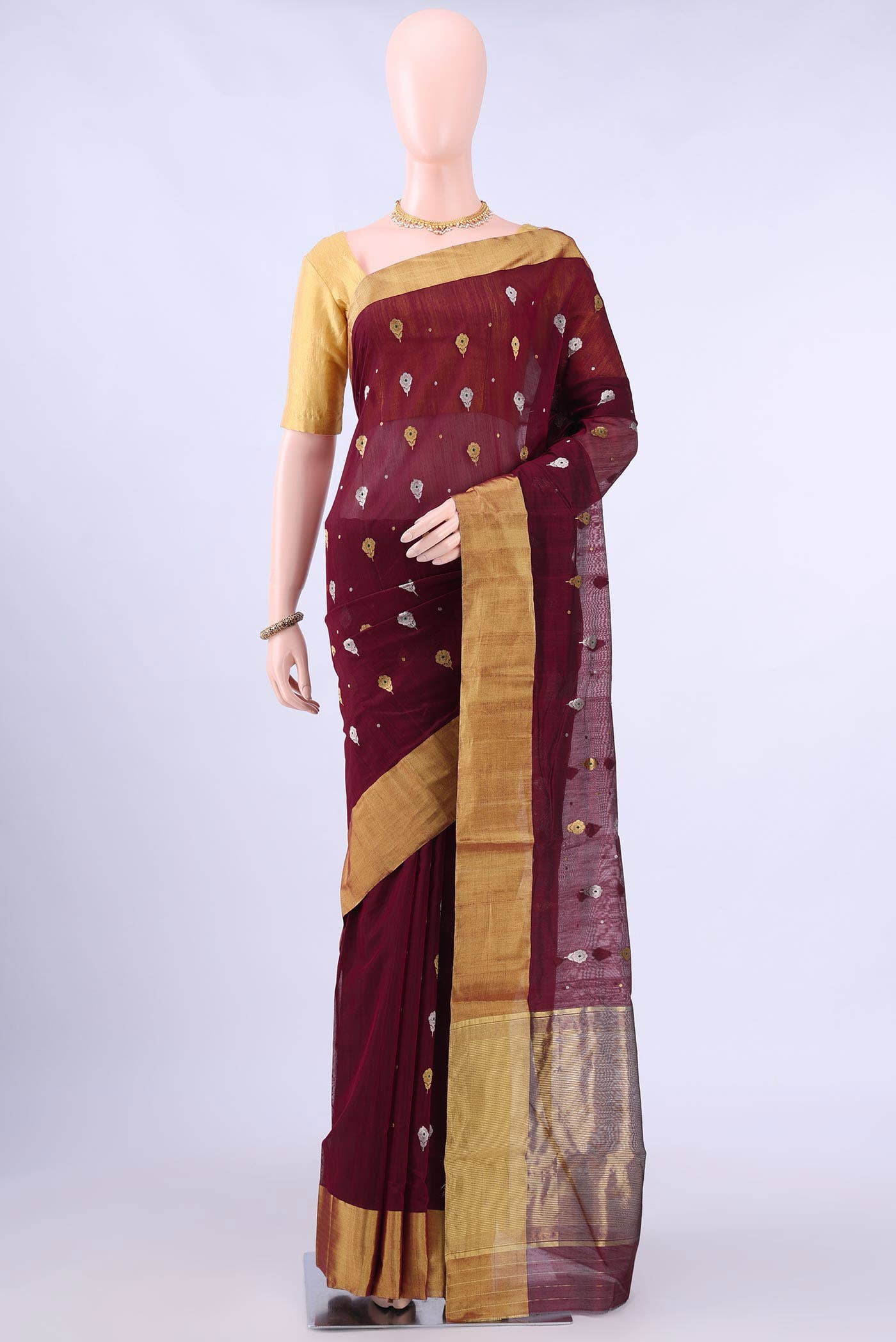 Maroon Chanderi Silk Saree