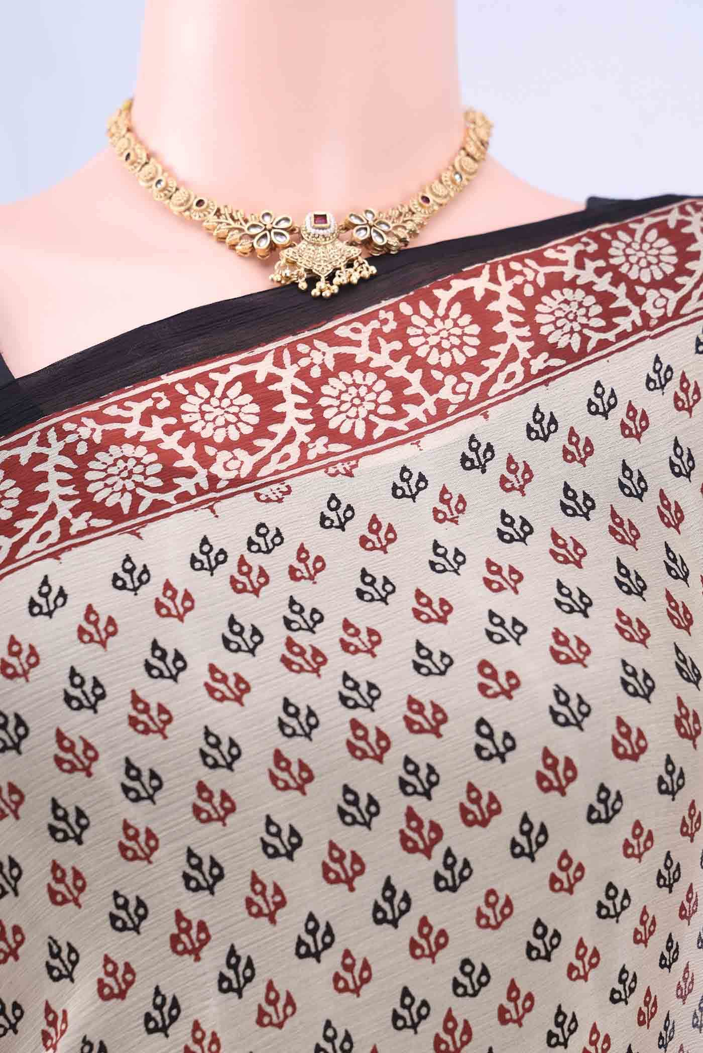 Beige Mysore Chiffon Saree