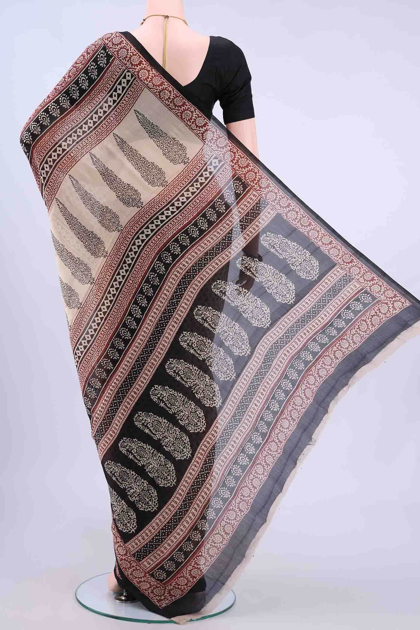 Beige Mysore Chiffon Saree