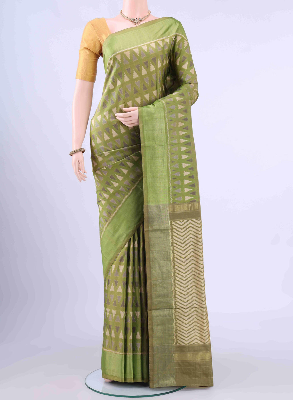 Light Green Pochampally Silk Saree