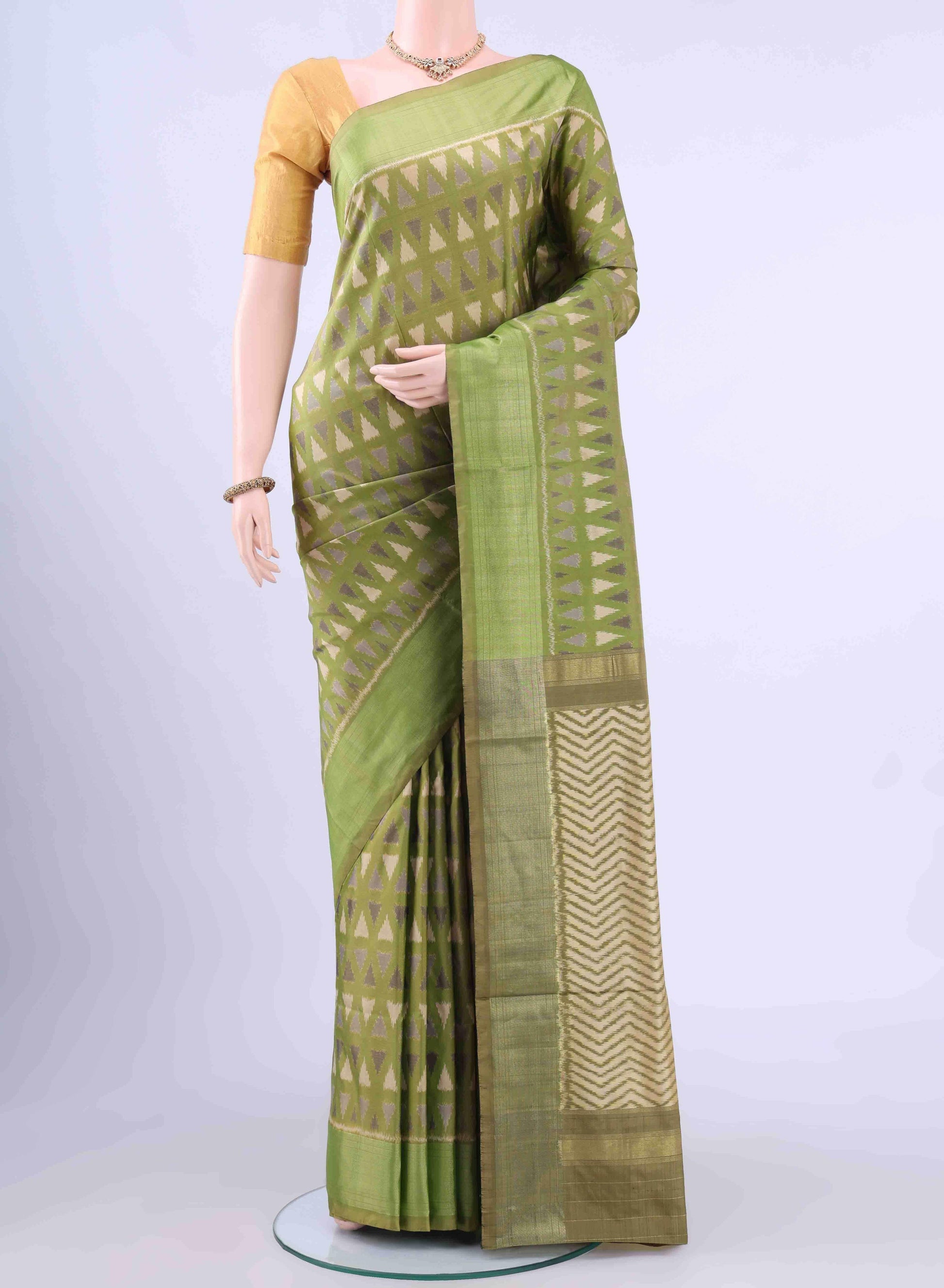 Light Green Pochampally Silk Saree