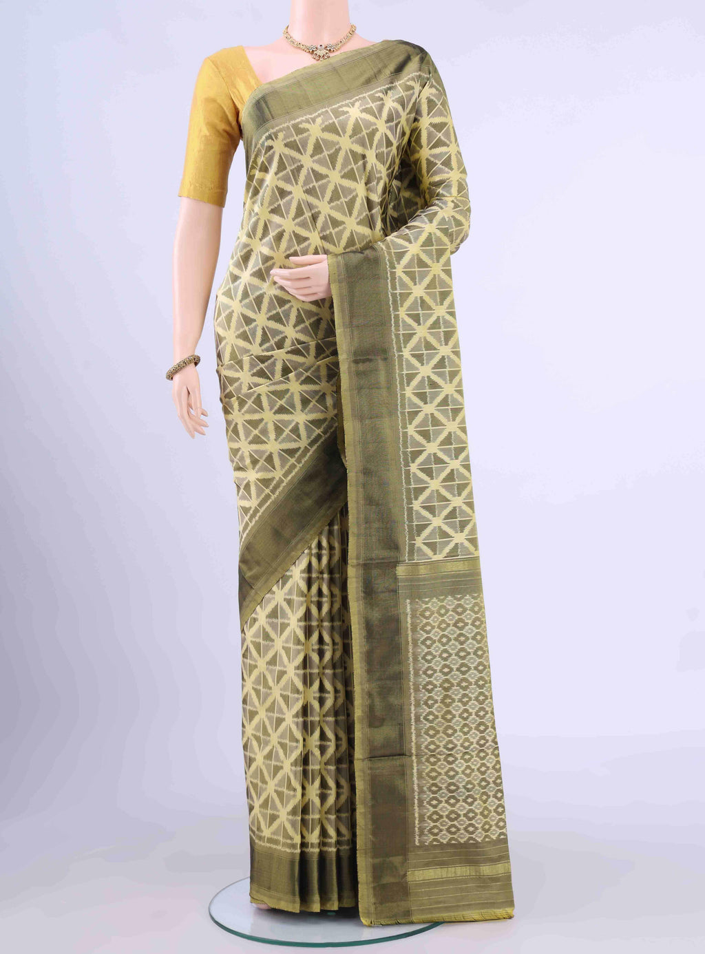 Cream Pochampally Silk Saree