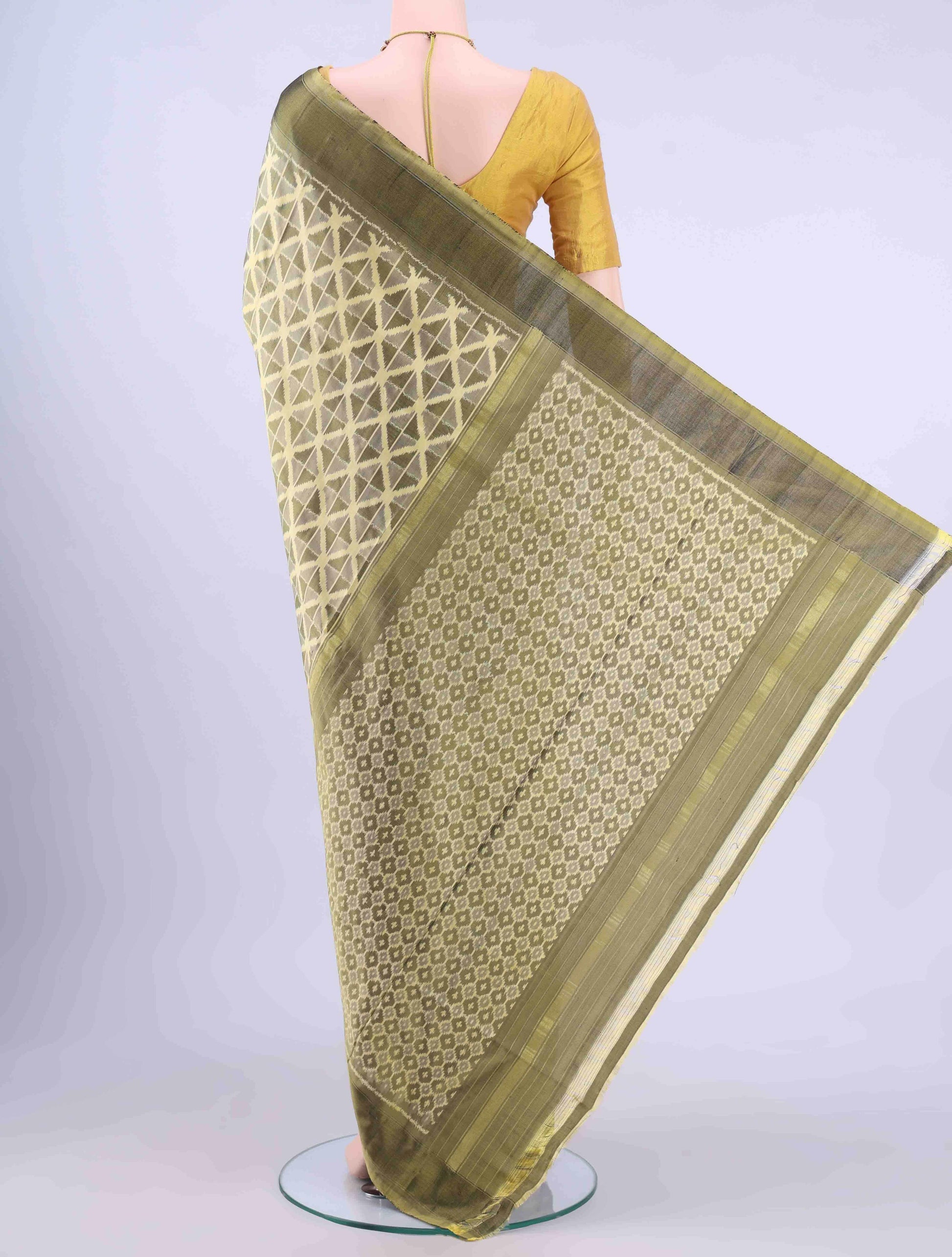 Cream Pochampally Silk Saree