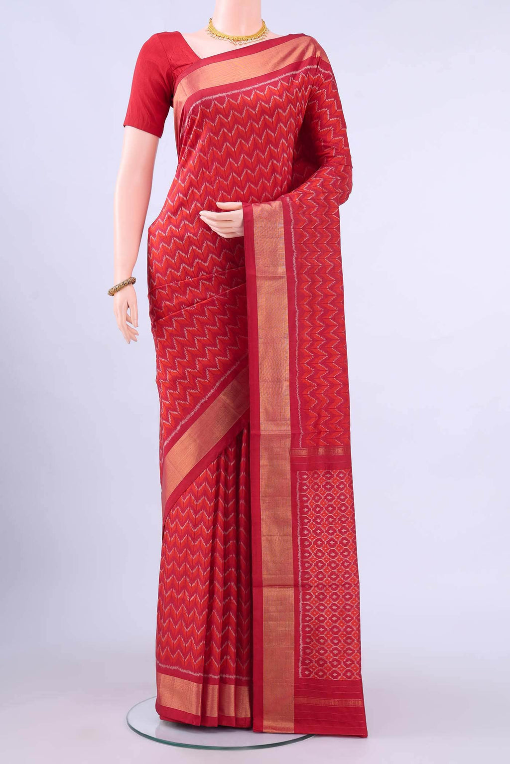 Imperial Red Pochampally Silk Saree