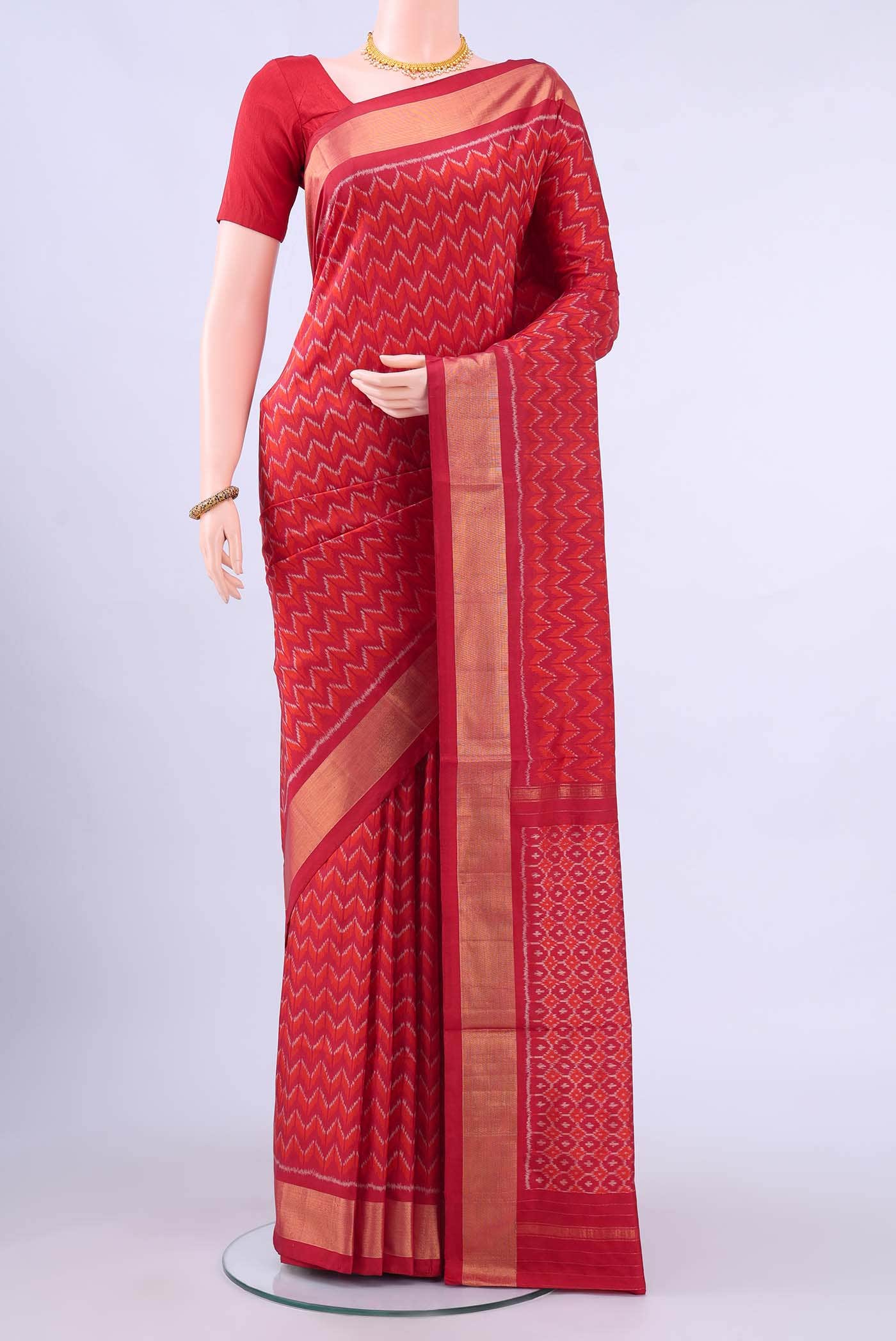 Imperial Red Pochampally Silk Saree