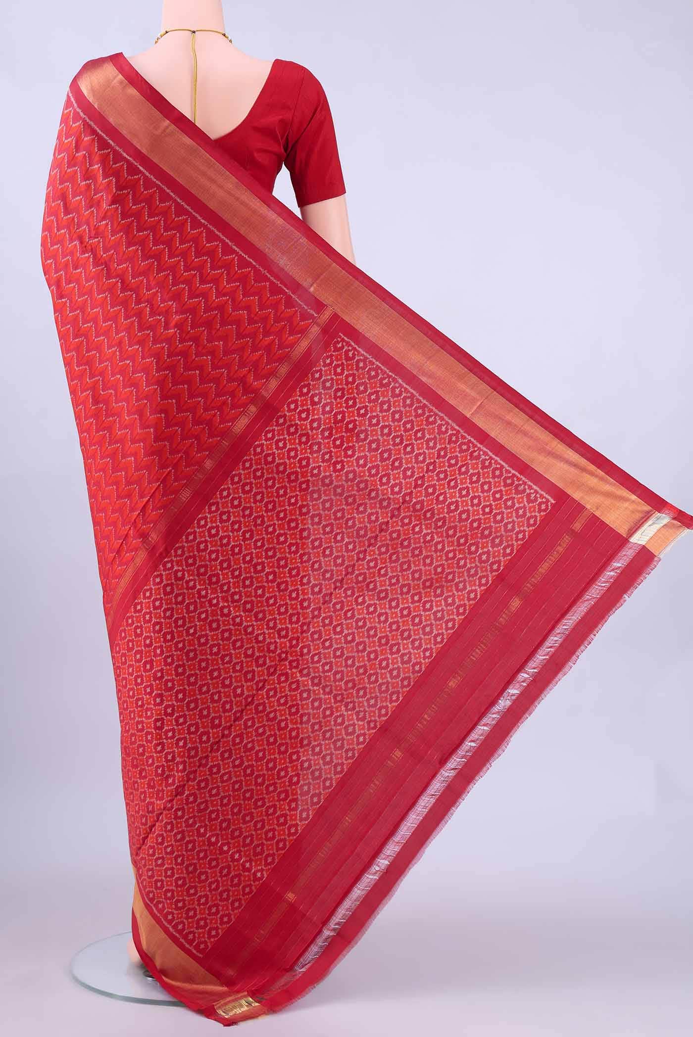 Imperial Red Pochampally Silk Saree