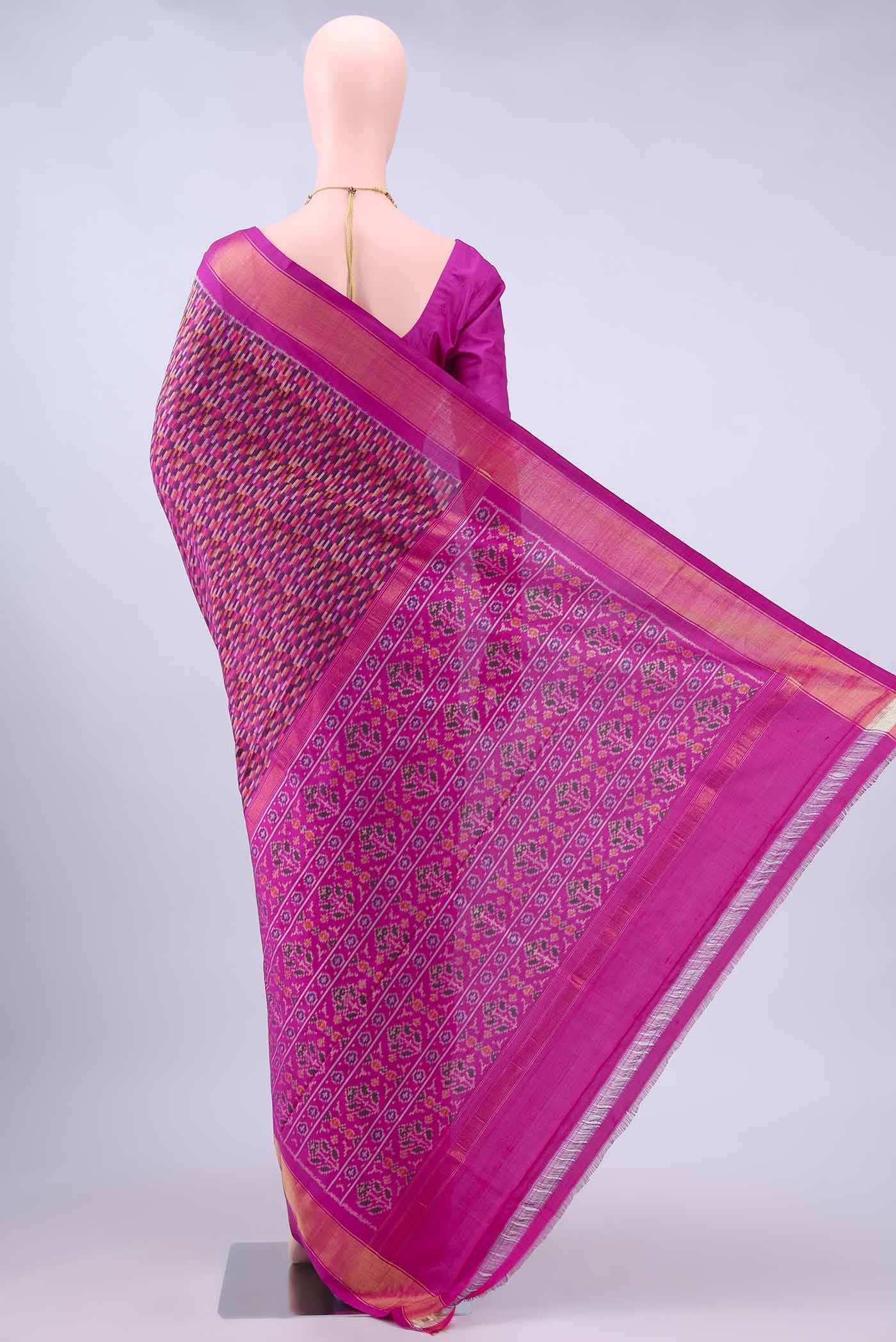 Magenta Pochampally Silk Saree