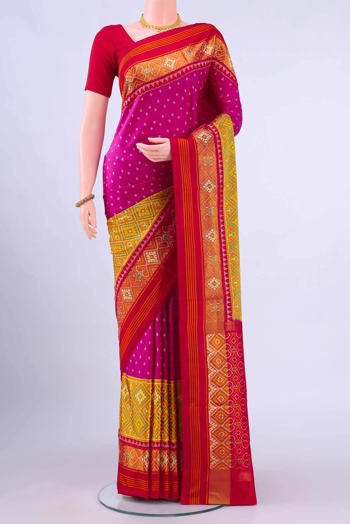 Rani Pink Pochampally Silk Saree