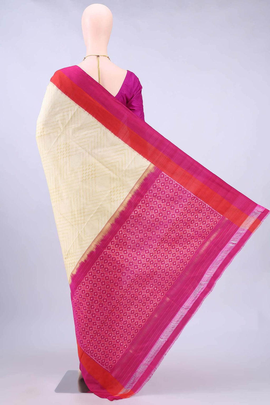 Cream Pochampally Silk Saree