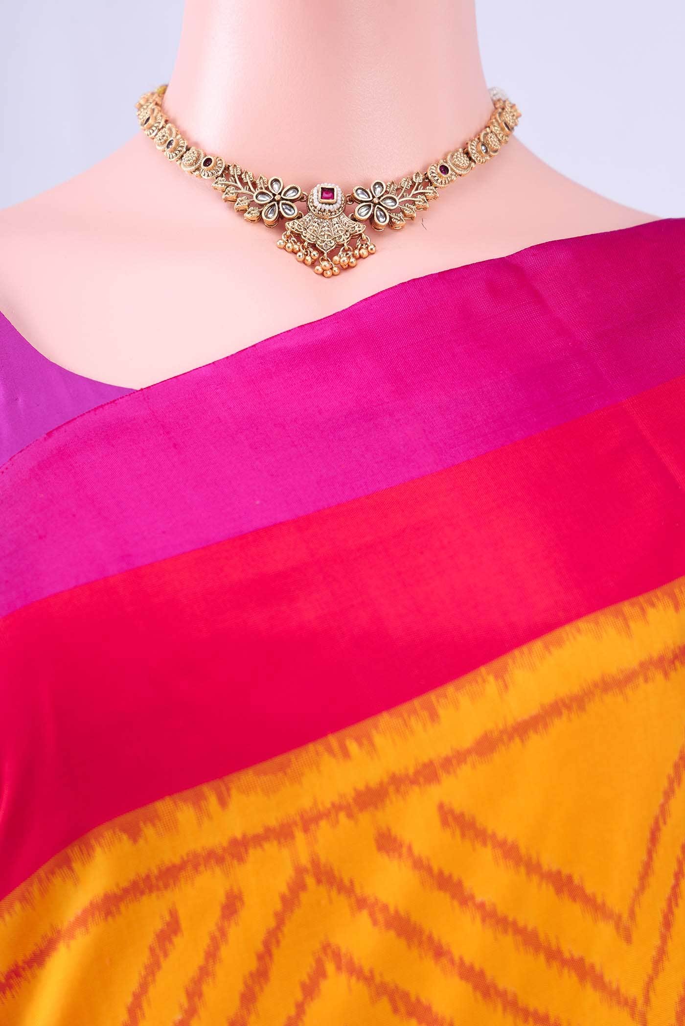 Yellow Pochampally Silk Saree