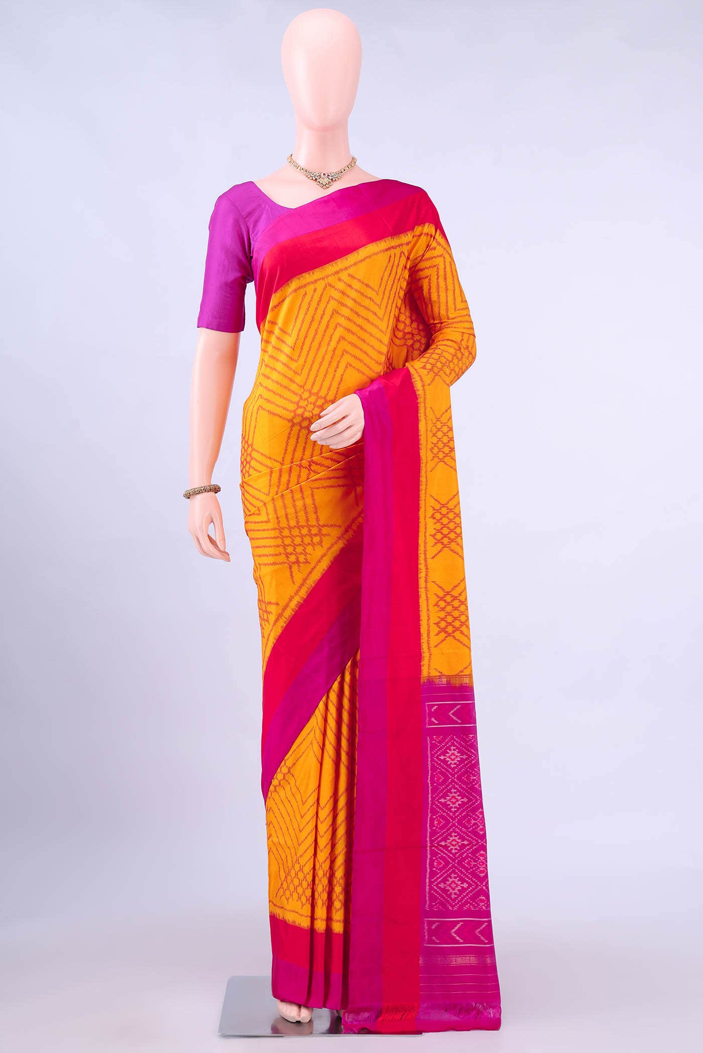 Yellow Pochampally Silk Saree