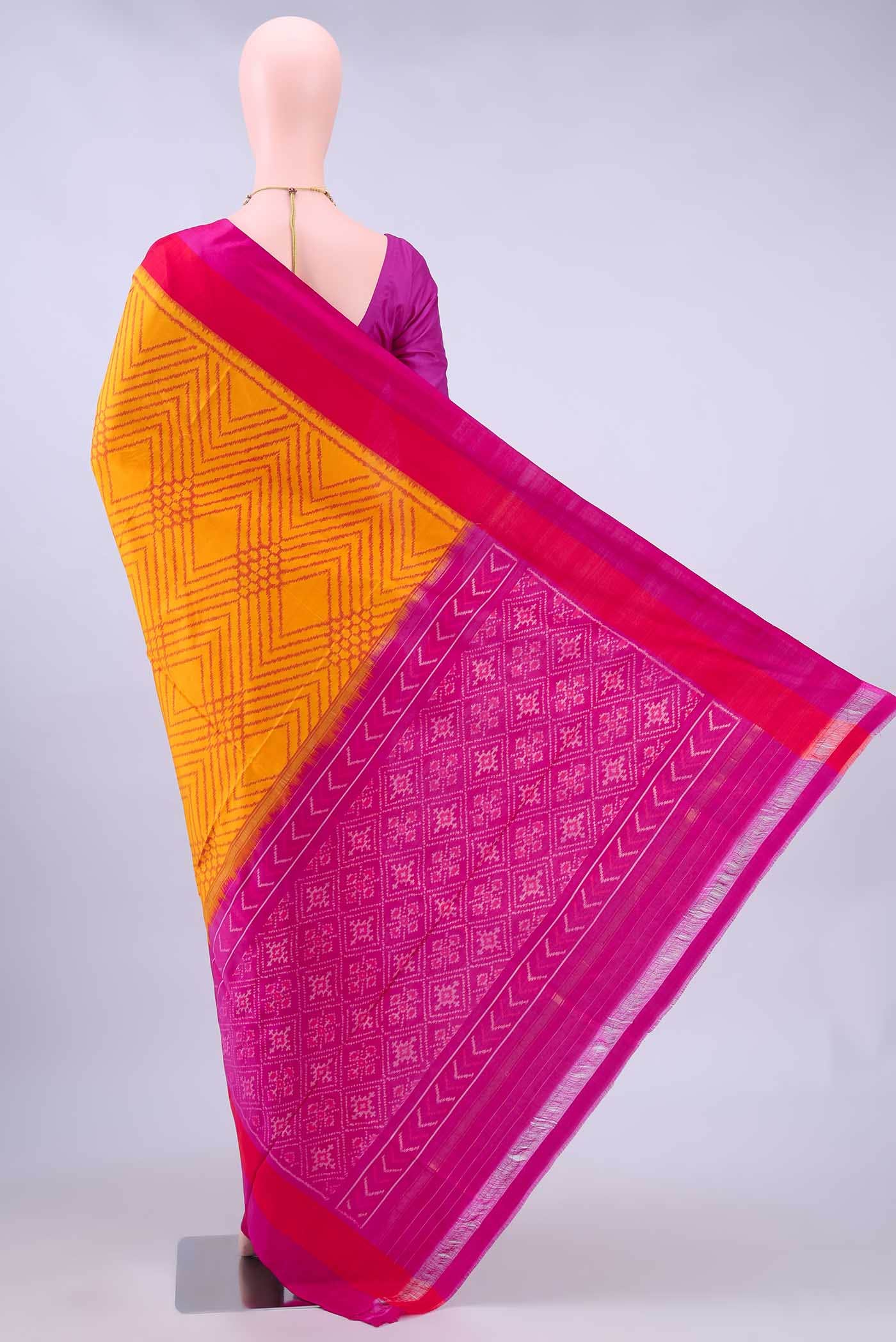 Yellow Pochampally Silk Saree