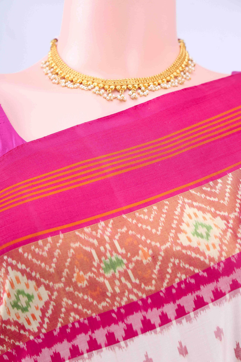 Off White Pochampally Silk Saree