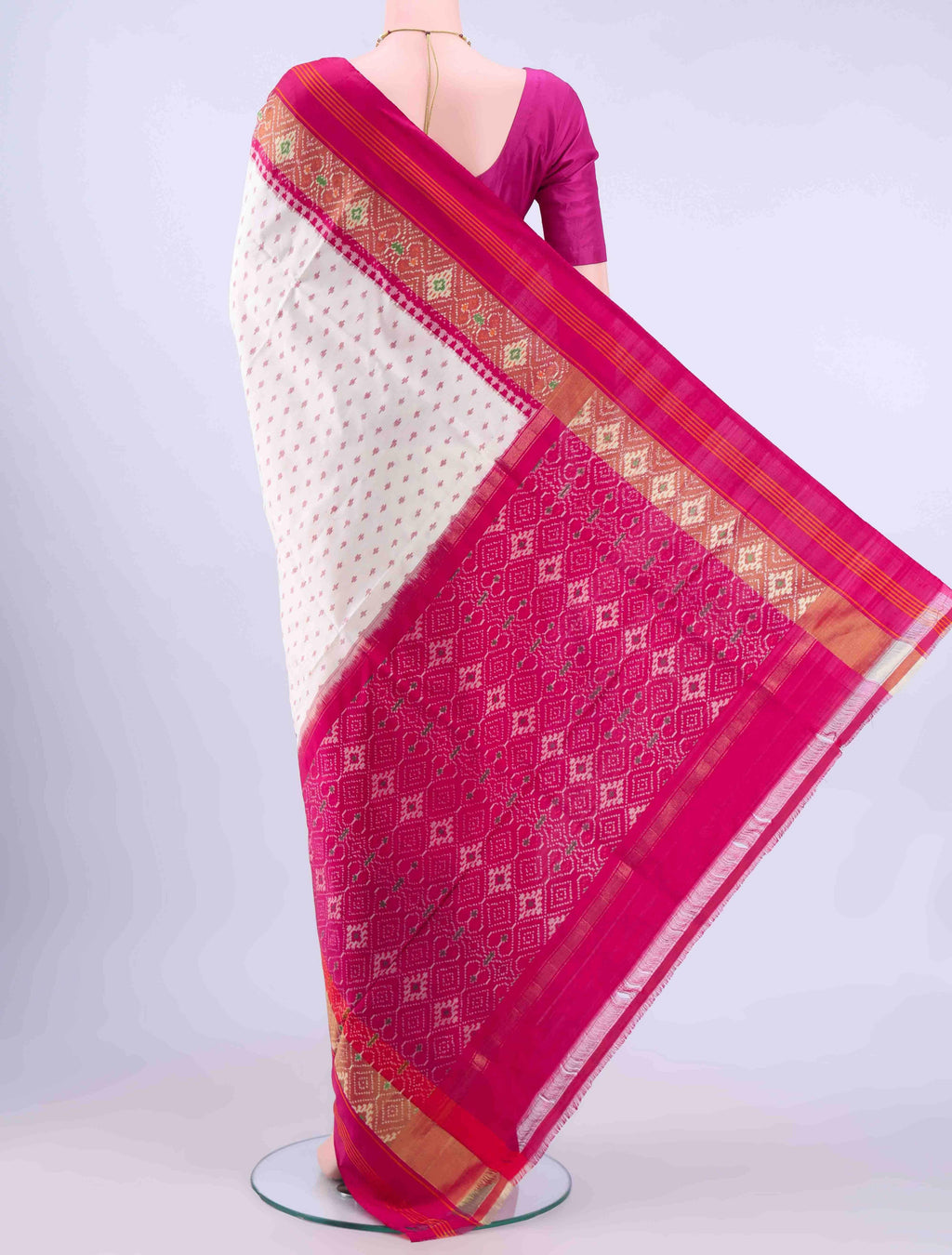 Off White Pochampally Silk Saree