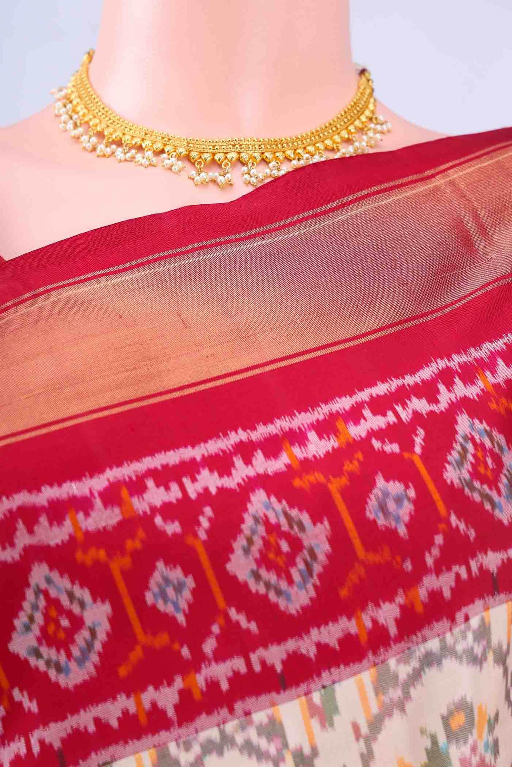 Cream Pochampally Silk Saree