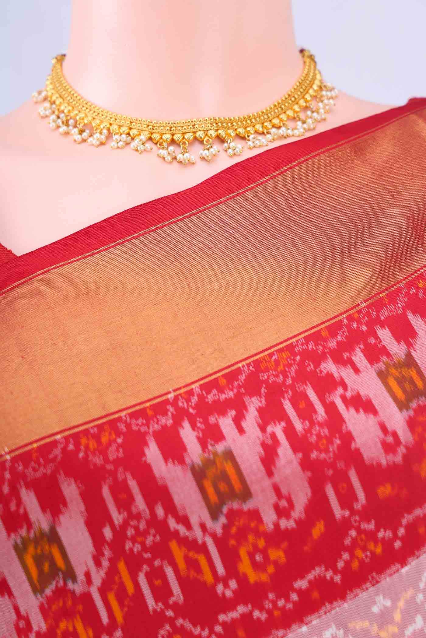 Off White Pochampally Silk Saree