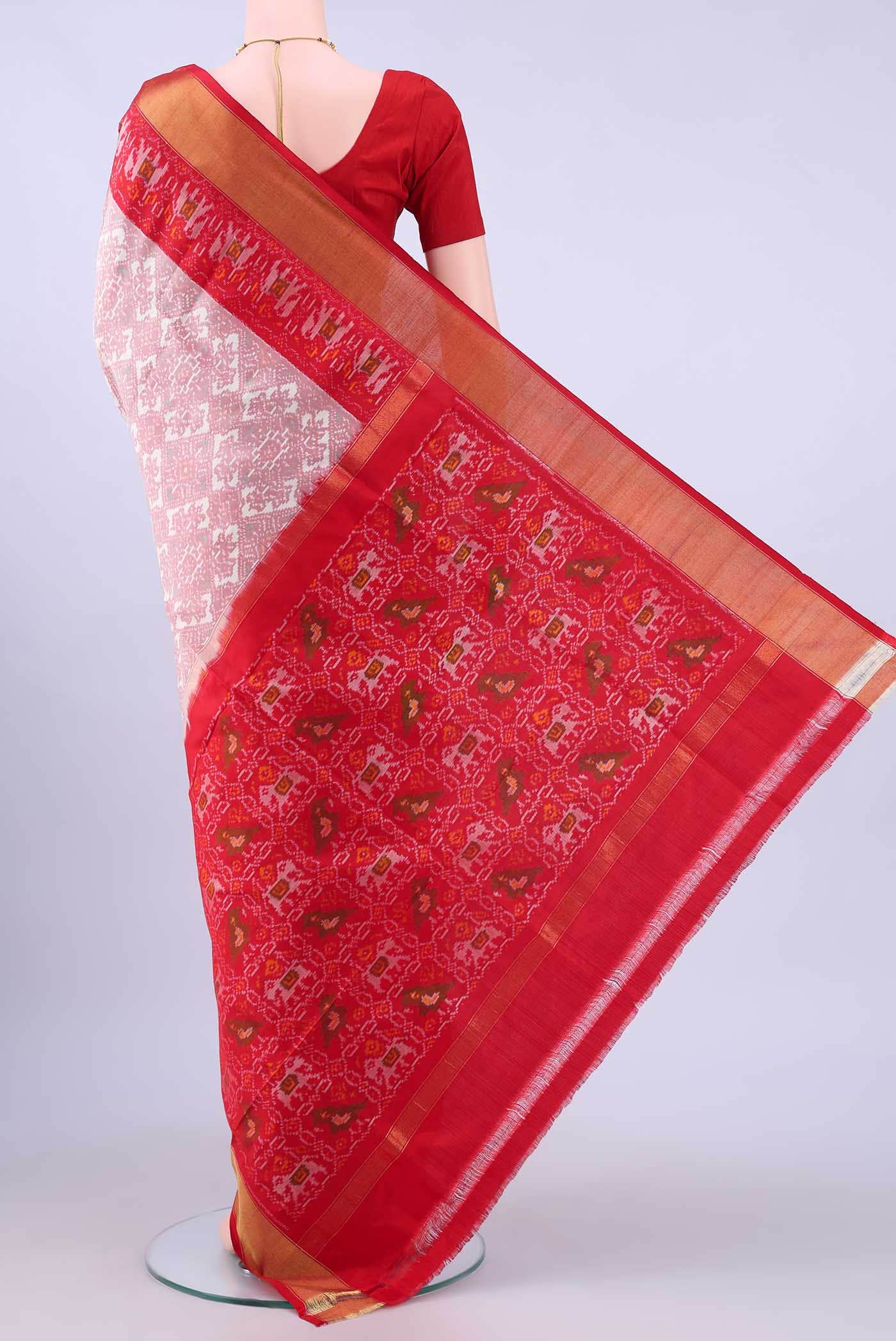 Off White Pochampally Silk Saree
