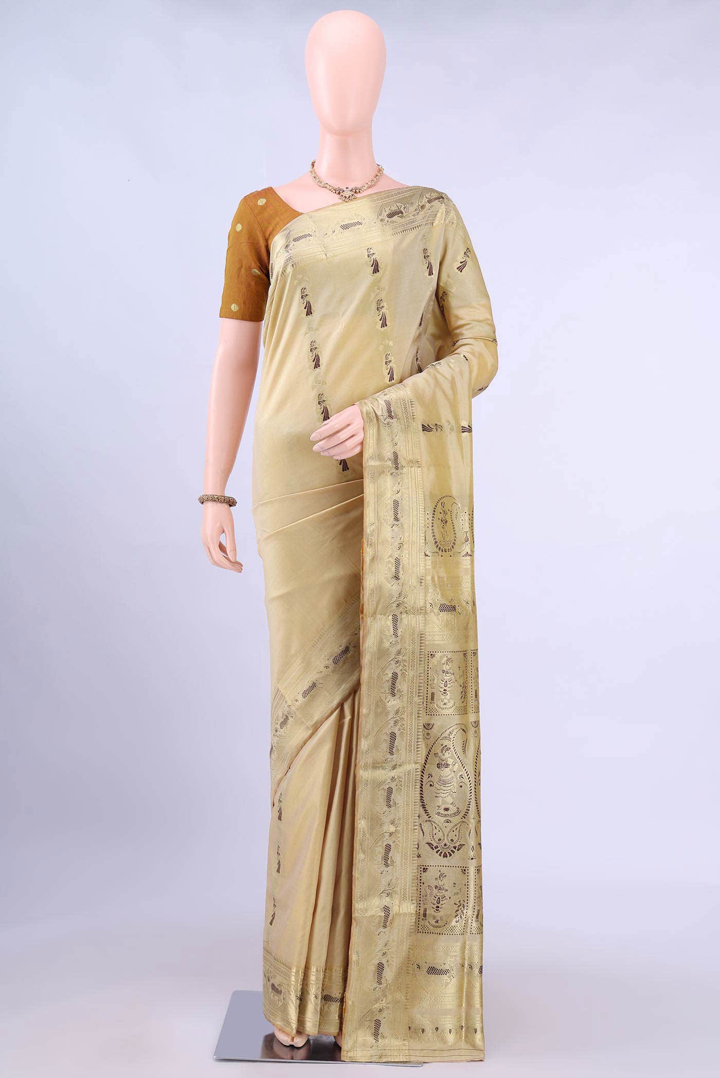 Golden Baluchari Silk Saree