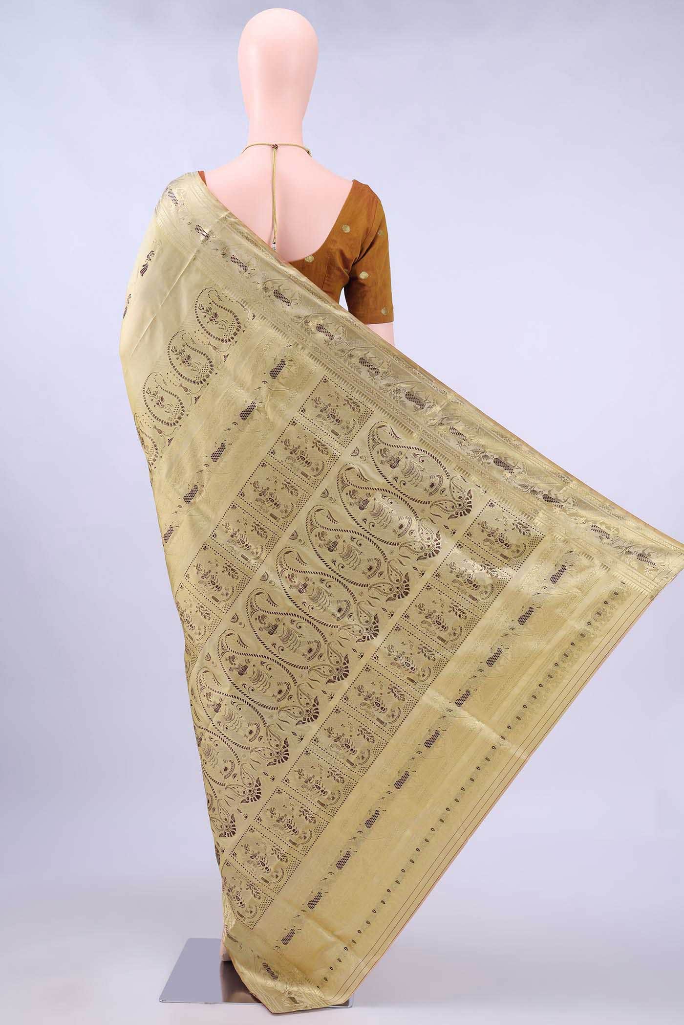 Golden Baluchari Silk Saree