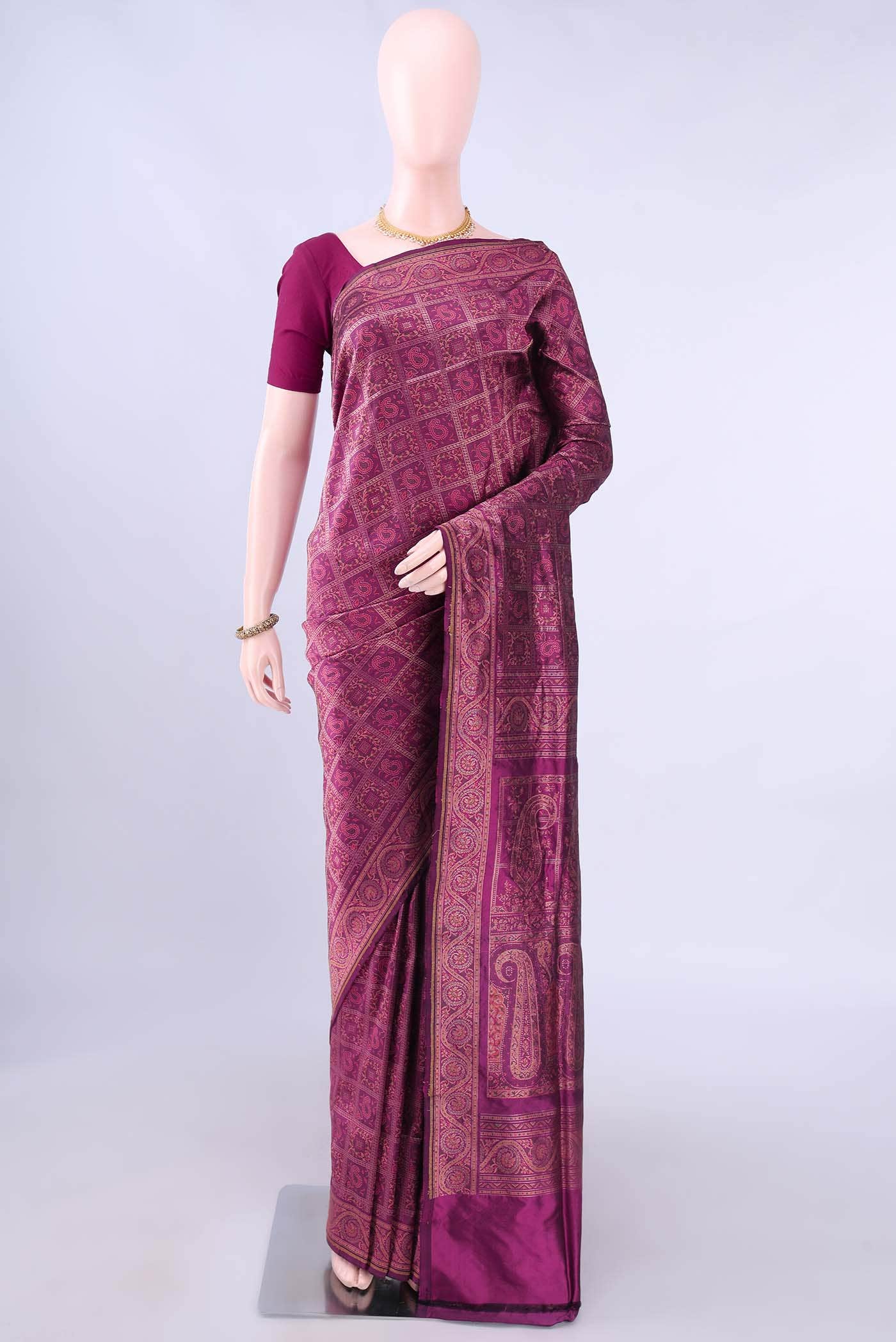 Magenta Banarasi Silk Saree