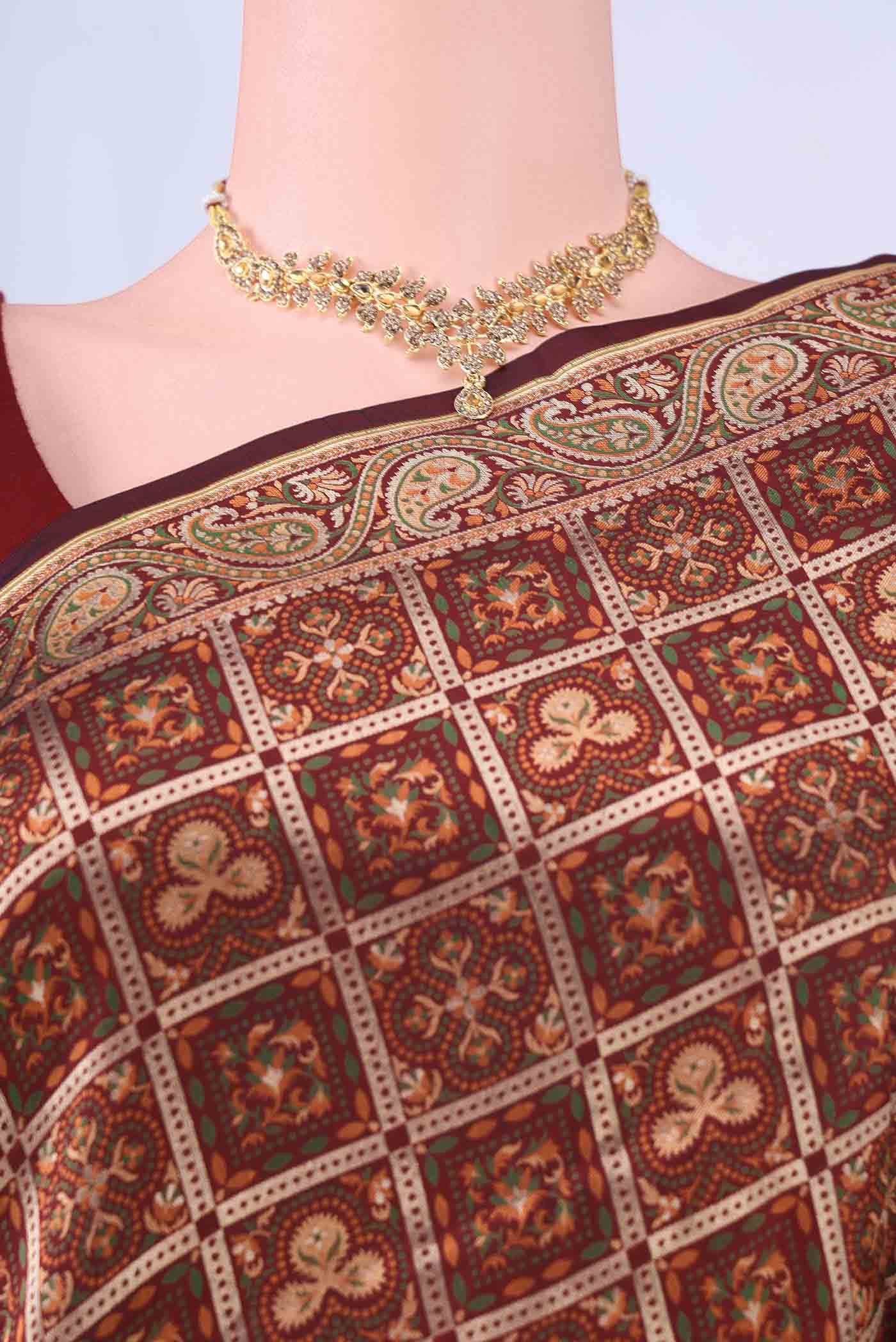 Maroon Banarasi Silk Saree
