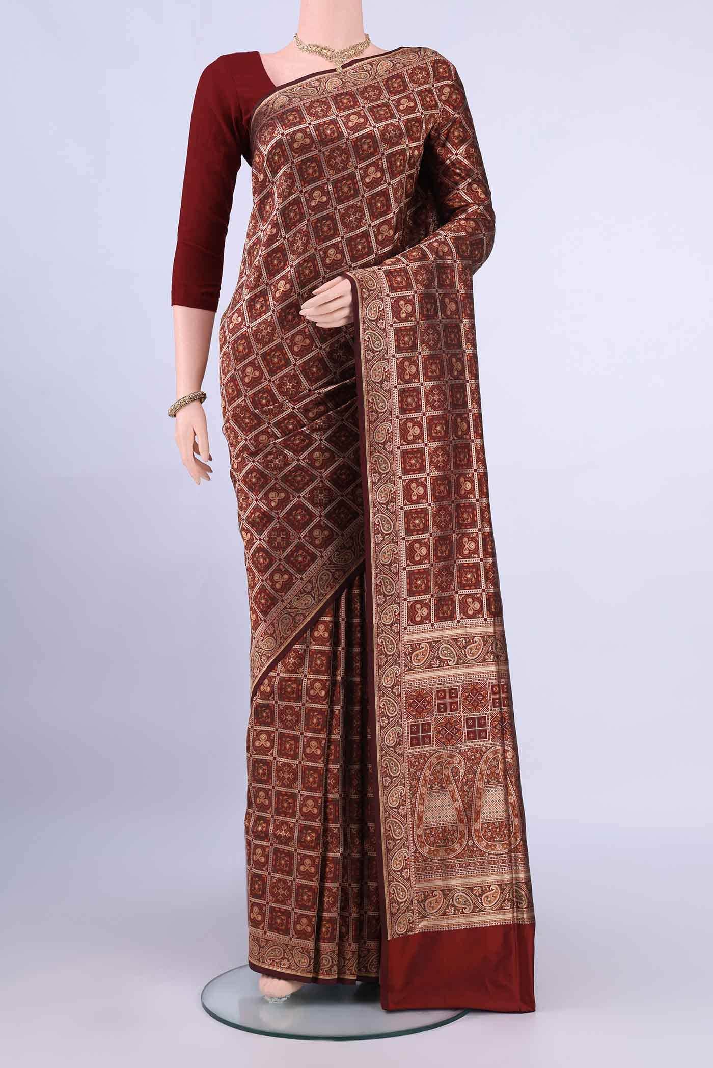 Maroon Banarasi Silk Saree