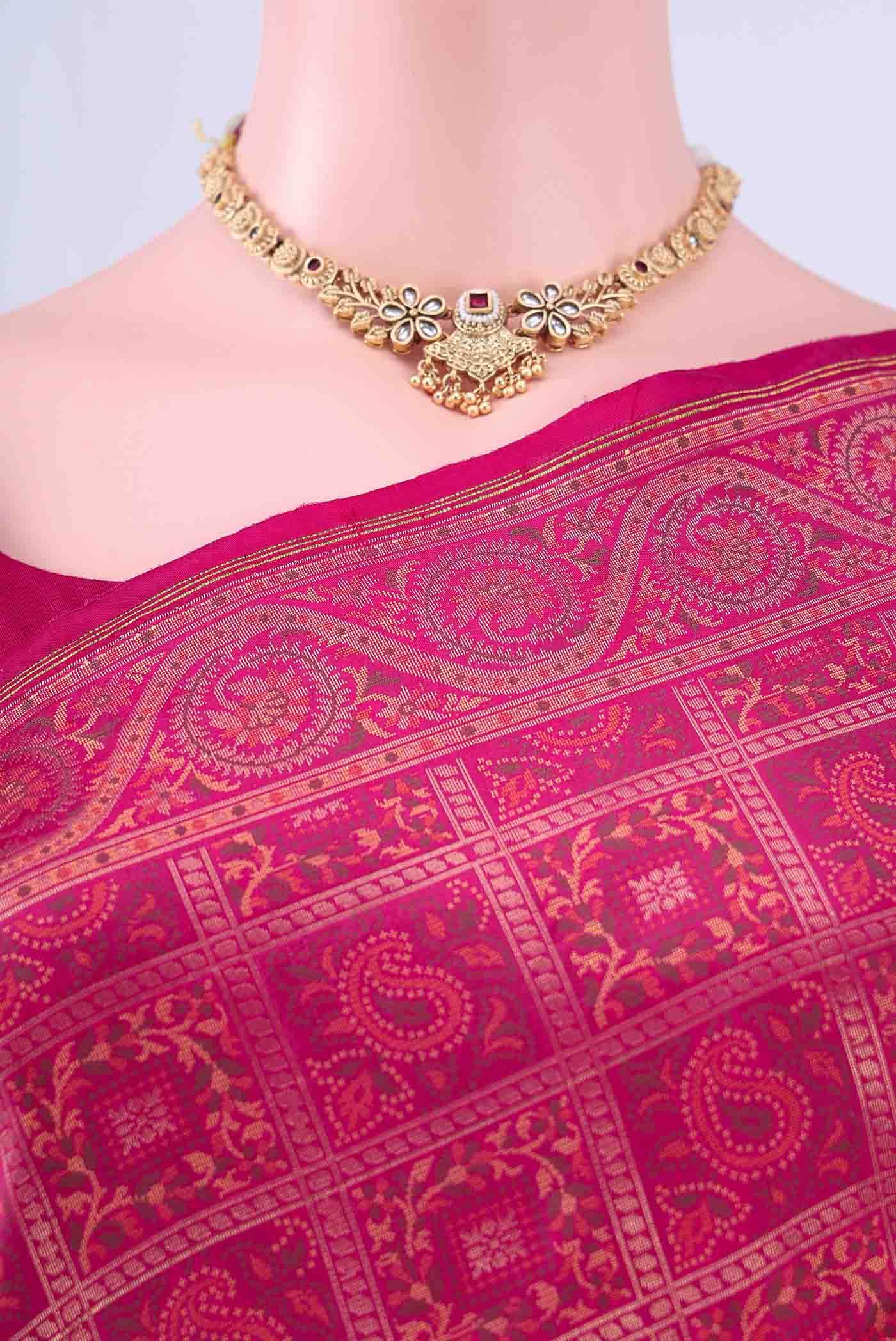 Dark Pink Banarasi Silk Saree