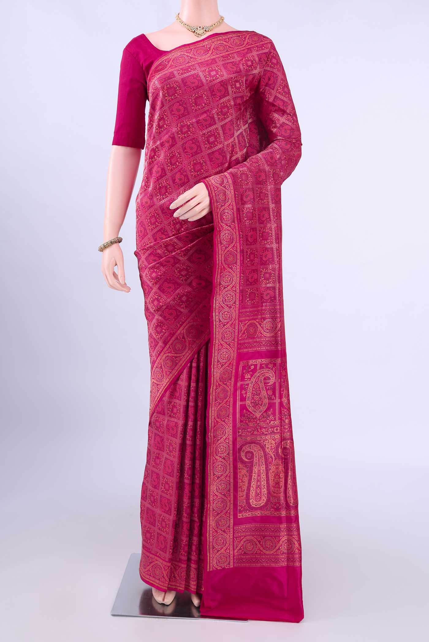 Dark Pink Banarasi Silk Saree