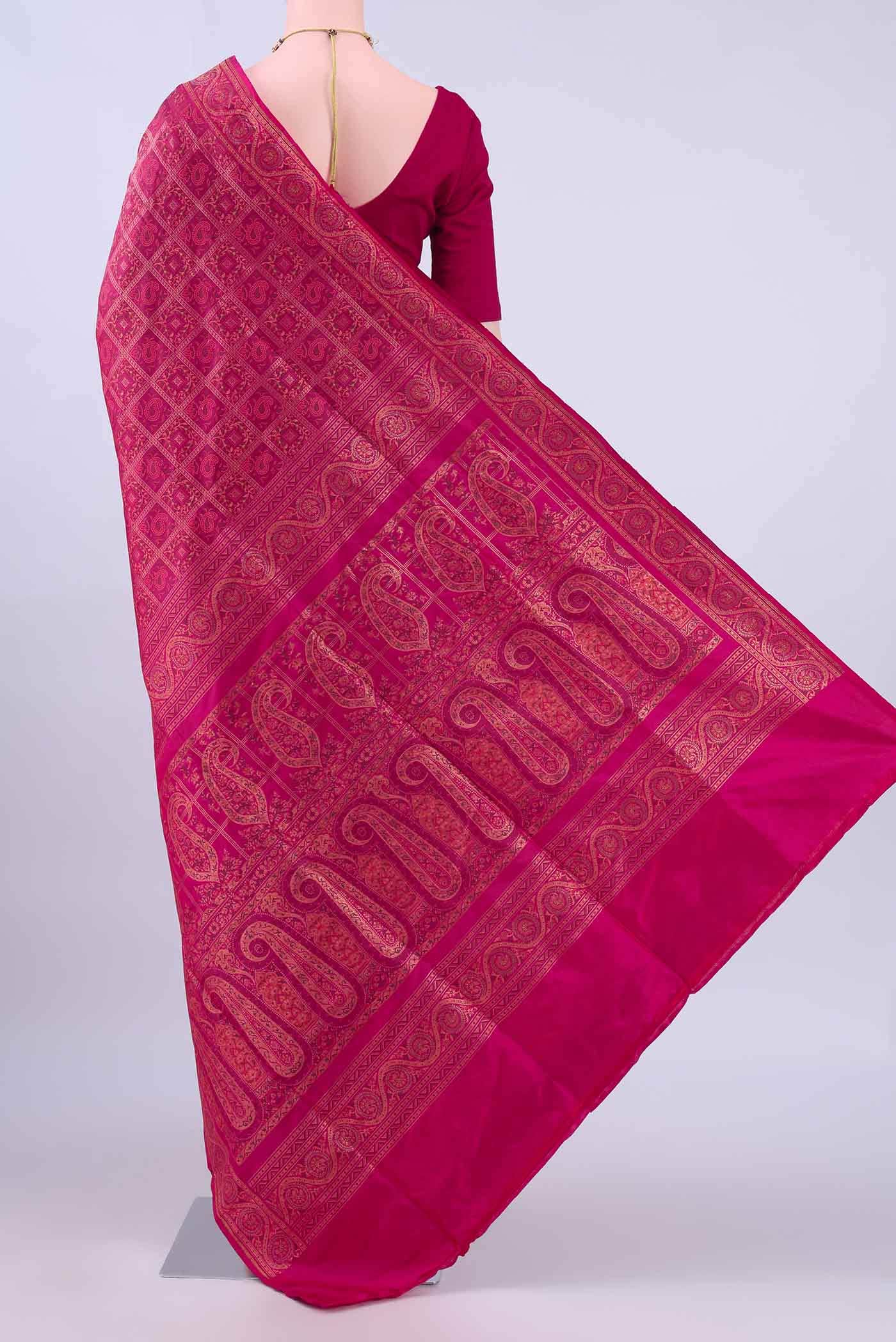 Dark Pink Banarasi Silk Saree