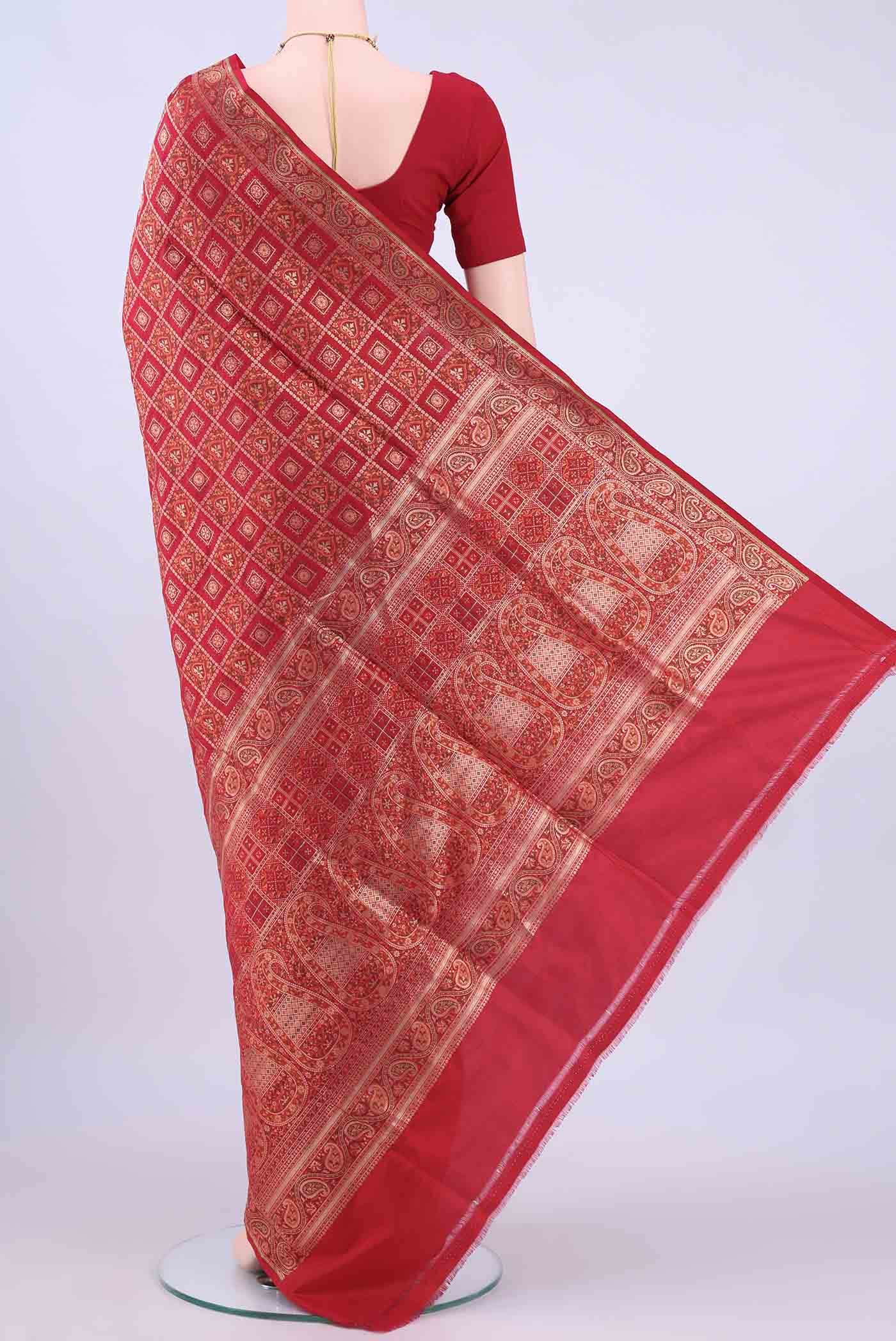 Deep Red Banarasi Jamavar Saree