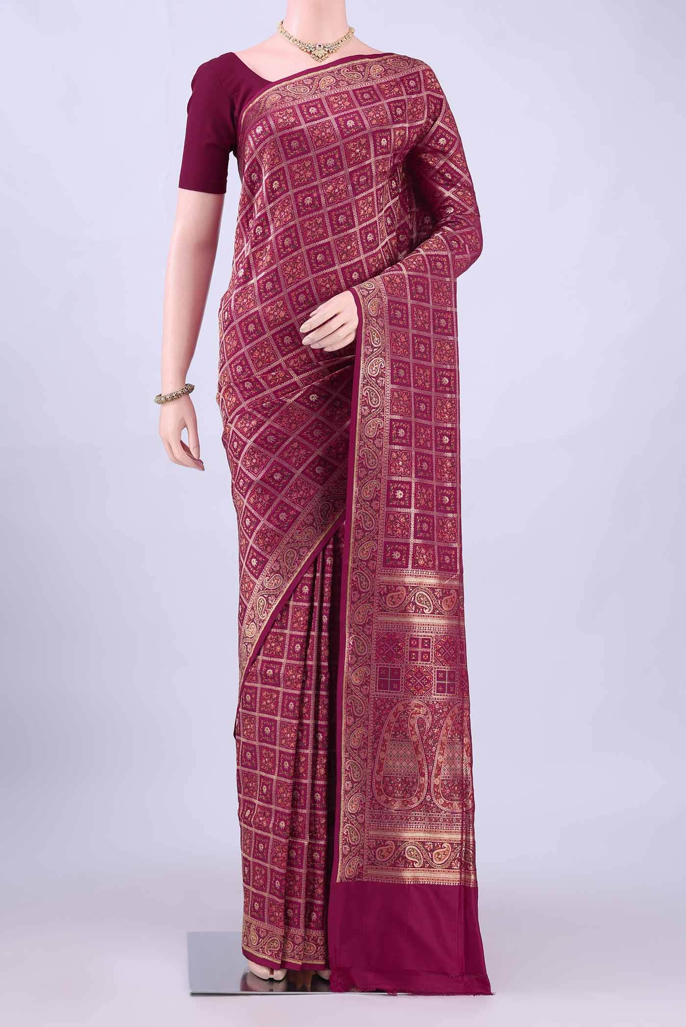 Dark Pink Banarasi Silk Saree