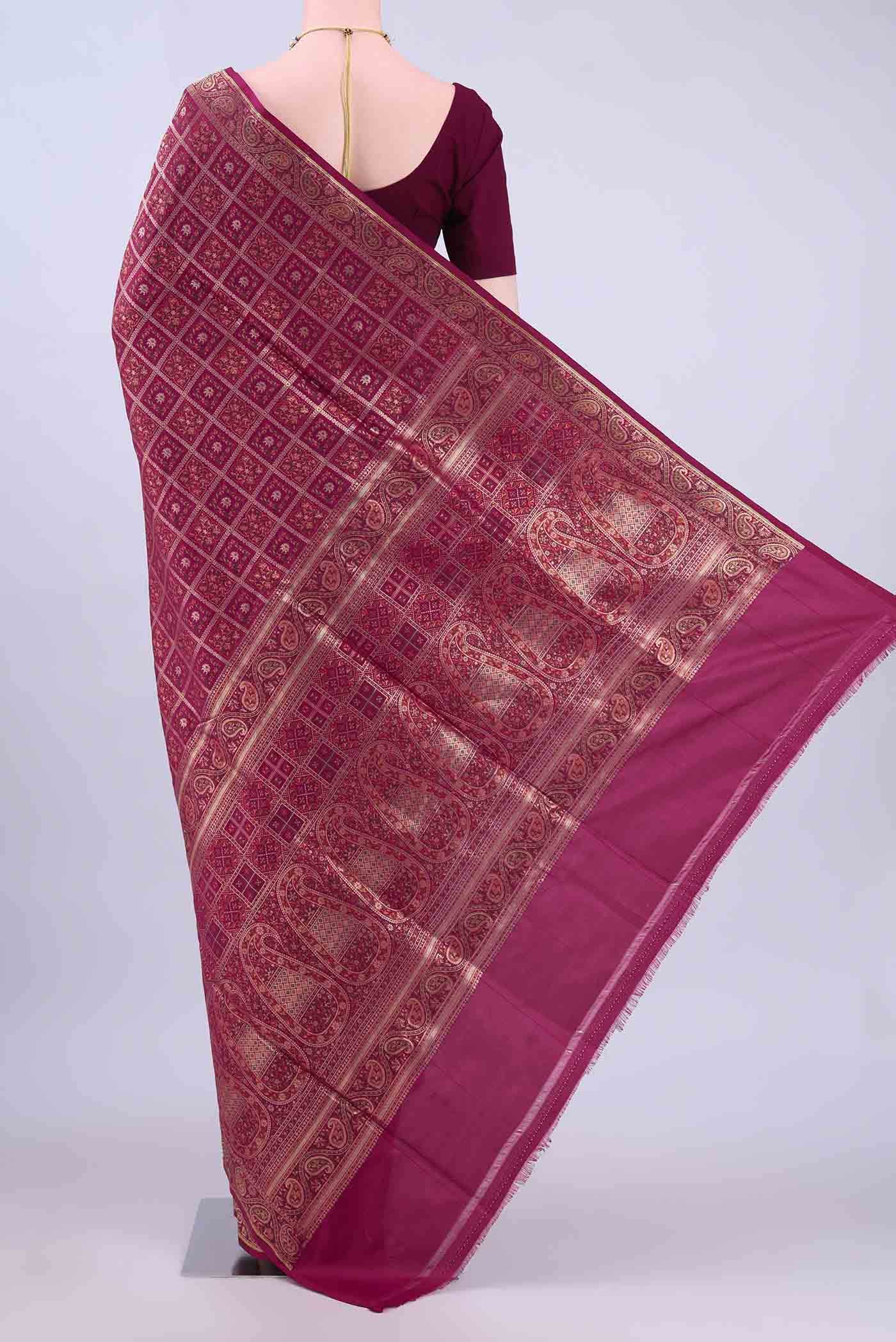 Dark Pink Banarasi Silk Saree